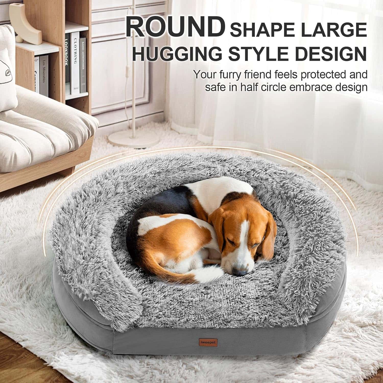 cama ortopedica gruesa para perros con espuma viscoelastica funda lavable y diseño semicircular ideal para chile