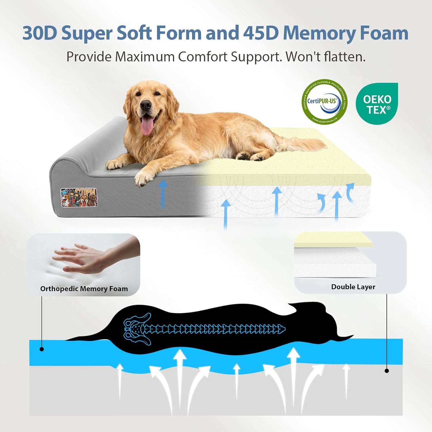 cama ortopedica xxl para perros gigantes de 127 por 86 centimetros con funda lavable y base impermeable ideal para chile