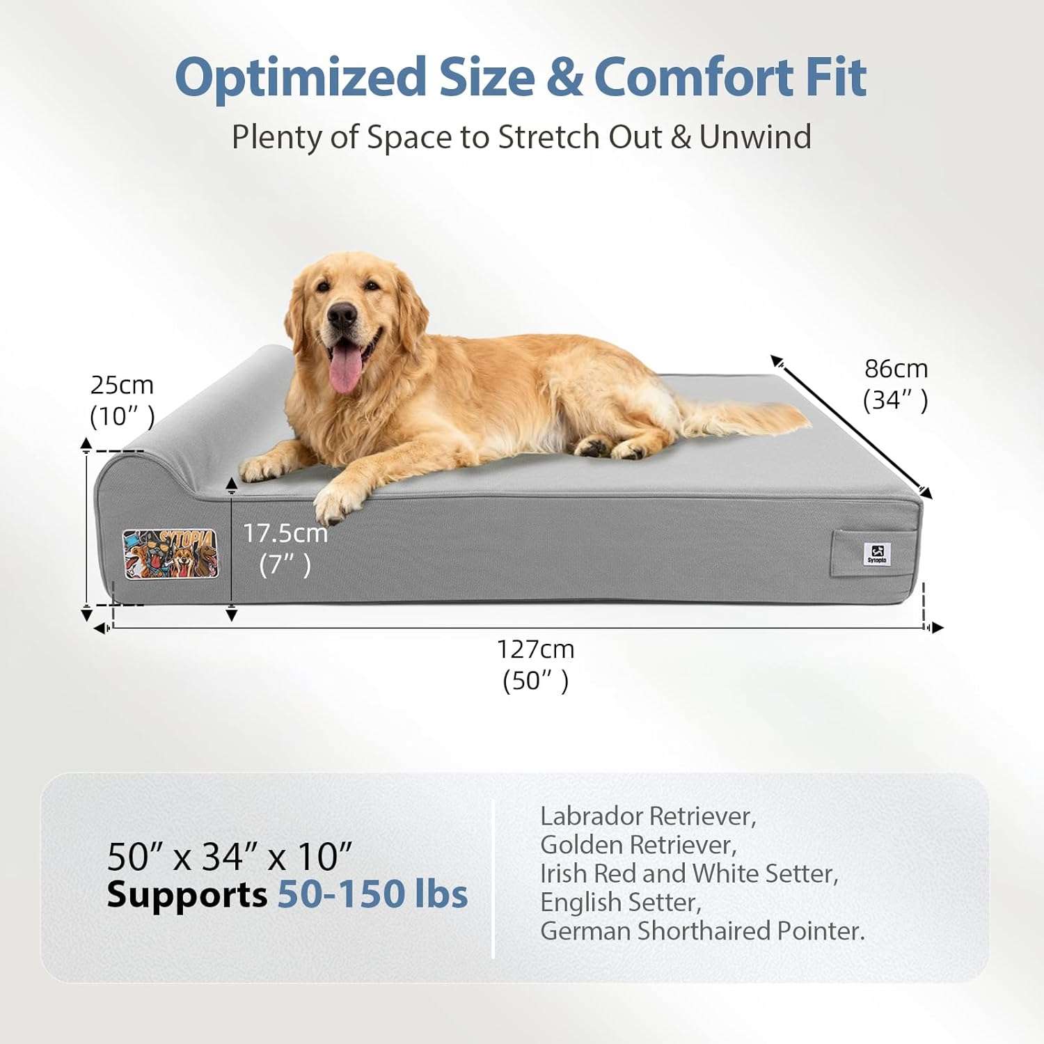 cama ortopedica xxl para perros gigantes de 127 por 86 centimetros con funda lavable y base impermeable ideal para chile