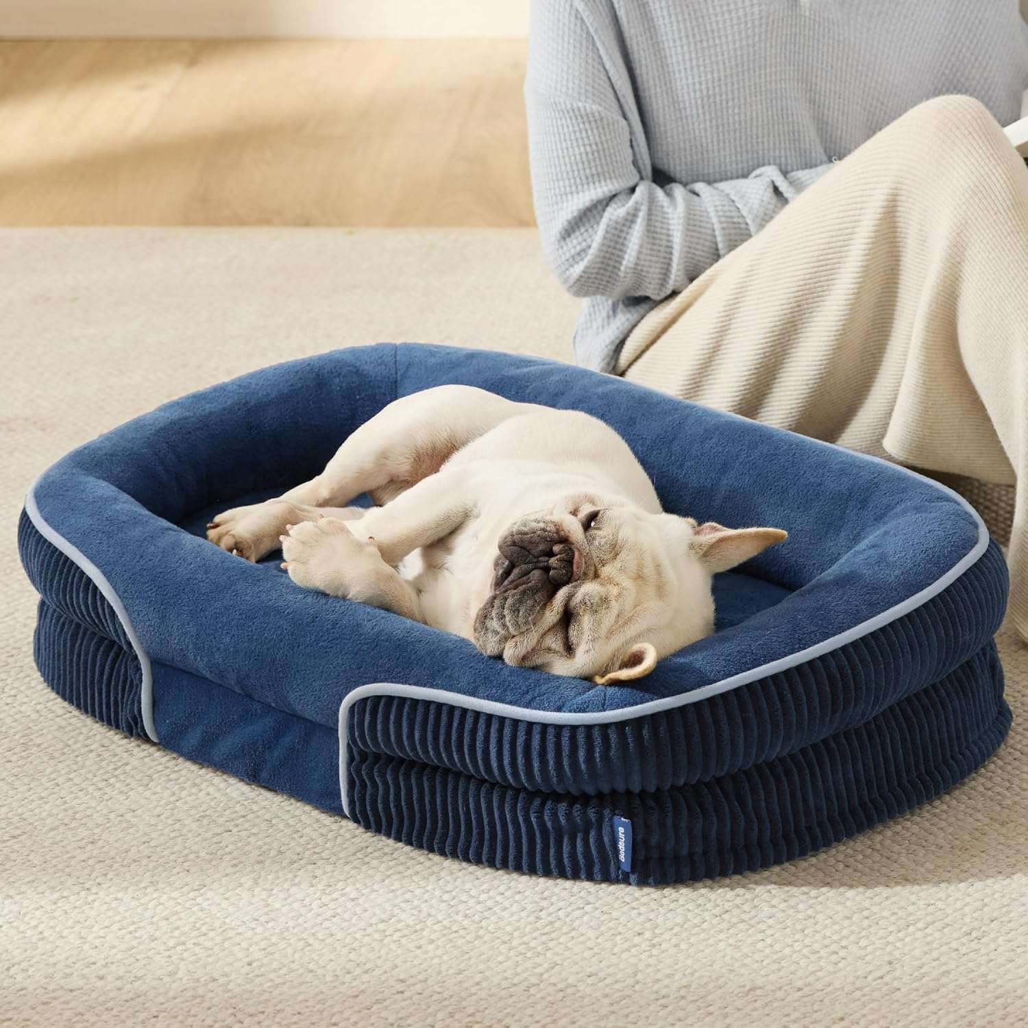 cama ortopedica xl ovalada de 360 grados para perros grandes con funda impermeable y forro polar ideal para chile