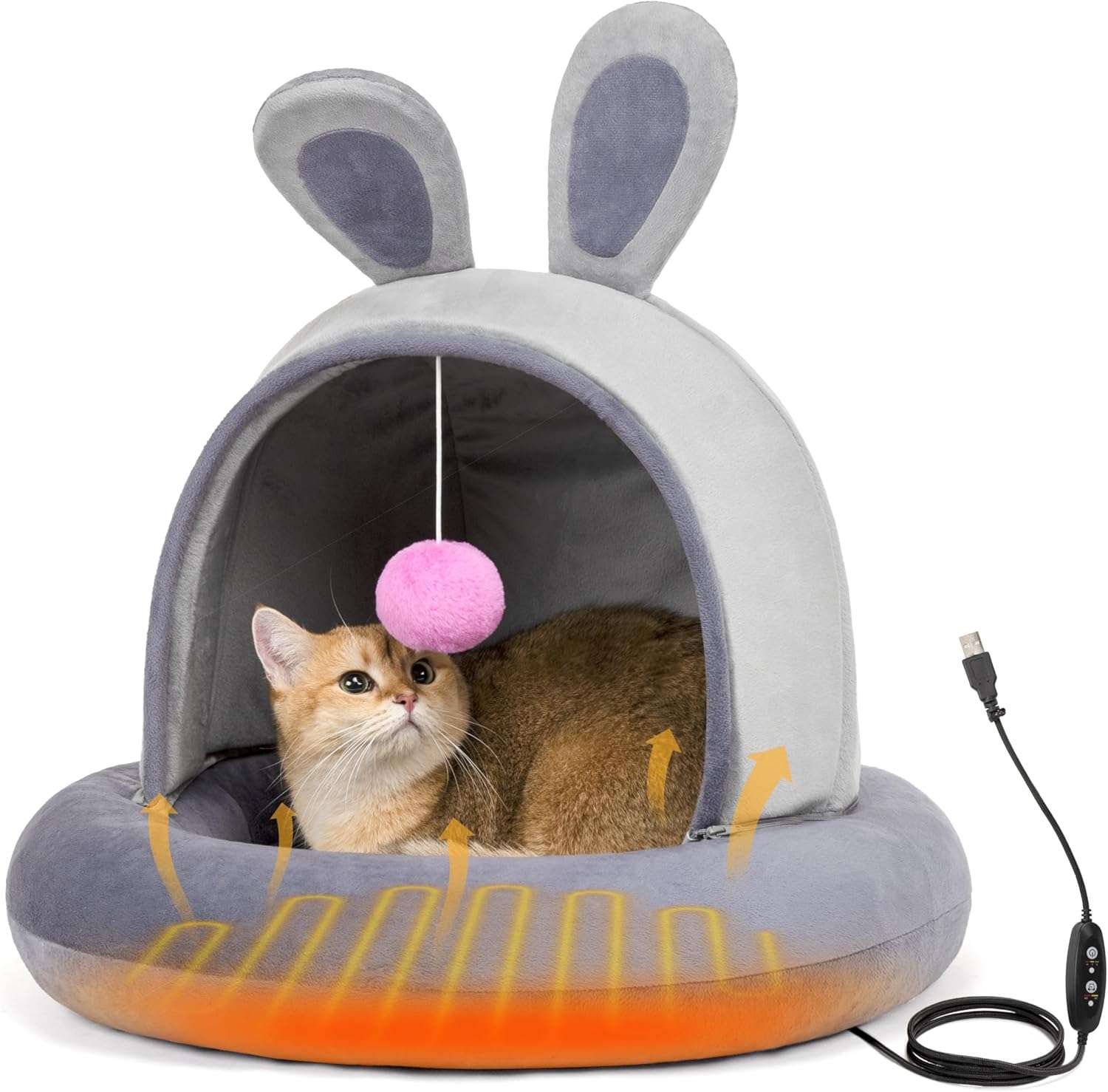 cama termica tres en uno para gatos con almohadilla extraible conexion usb y base antideslizante