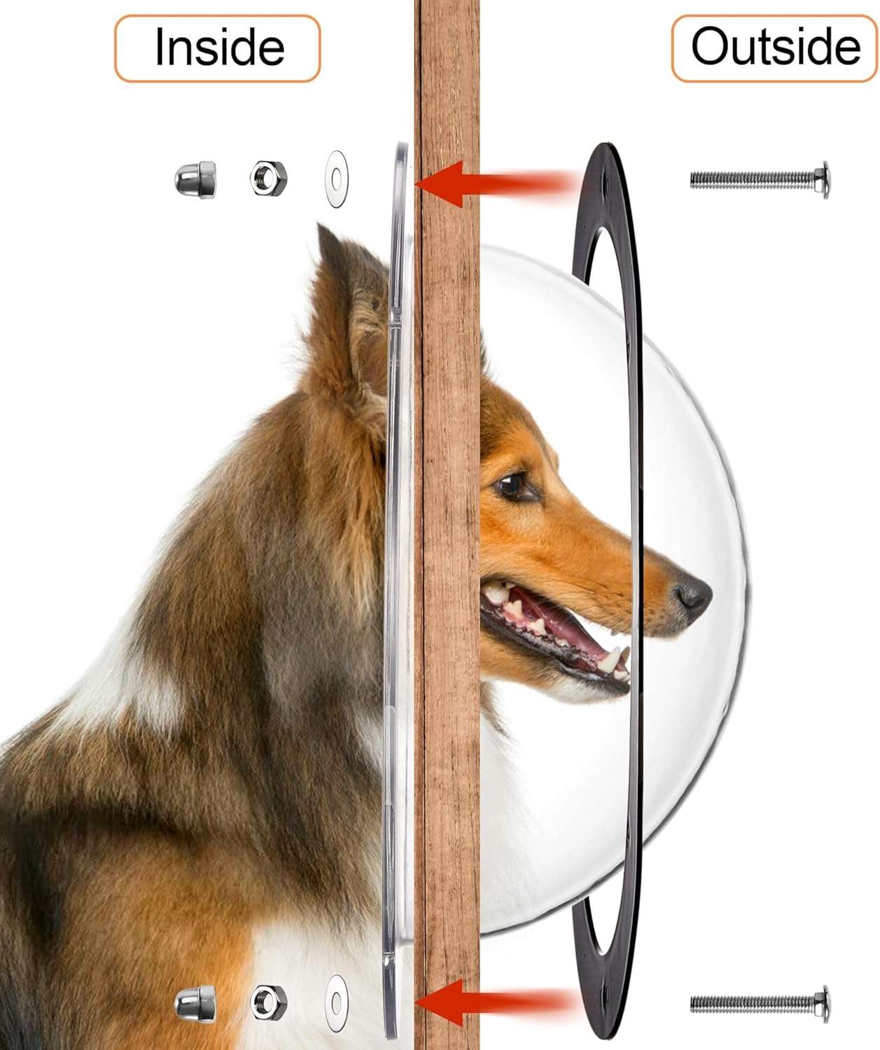 paquete de 2 ventanas transparentes tipo cupula para vallas de perros con diametro de 31.50 centimetros