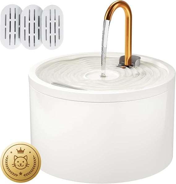 fuente de agua automatica de ceramica para gatos de 2.1 litros con bomba silenciosa y doble filtracion