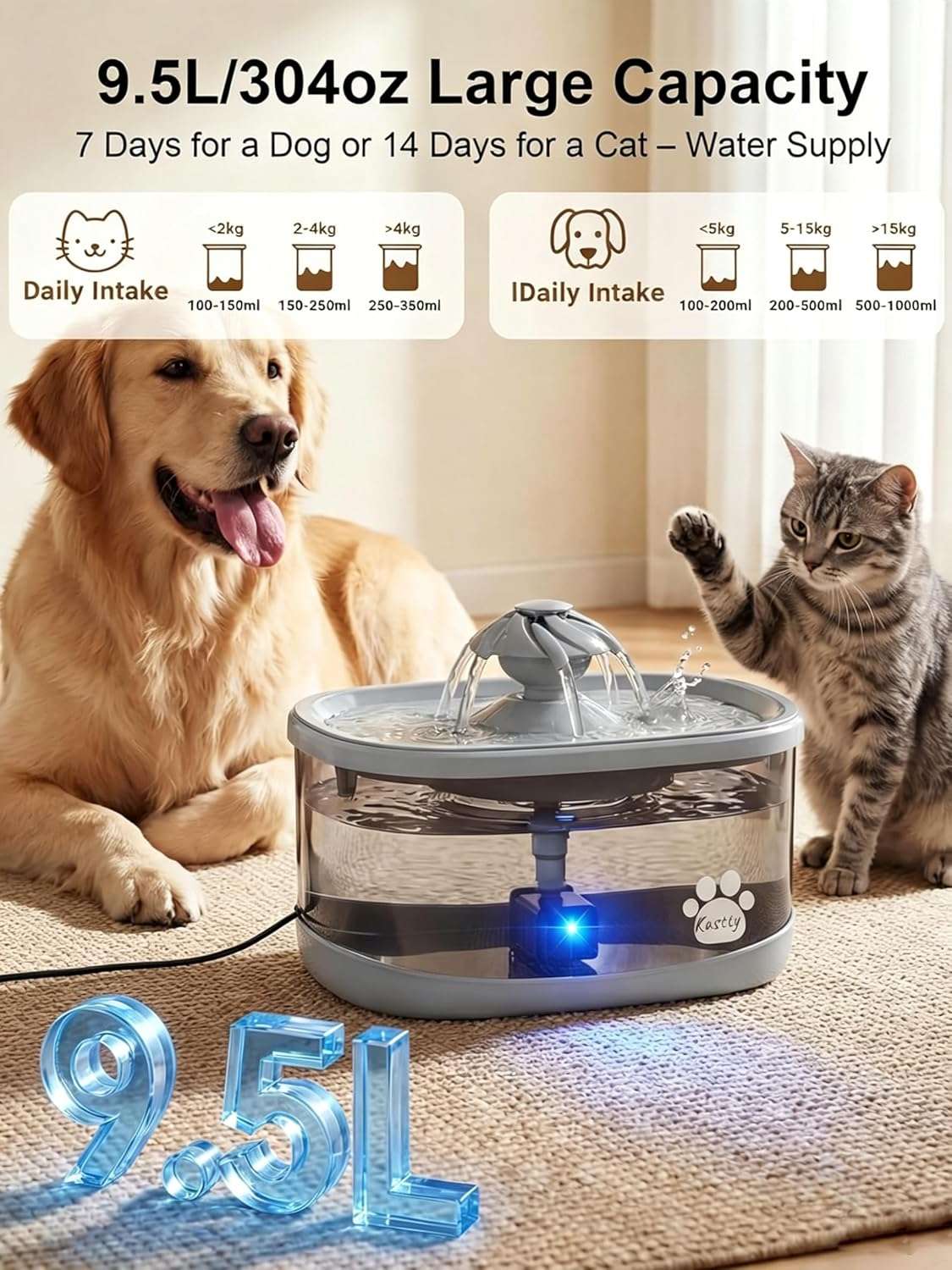 Dispensador Automatico Agua Mascotas 9 Litros Kastty - Imagen 8