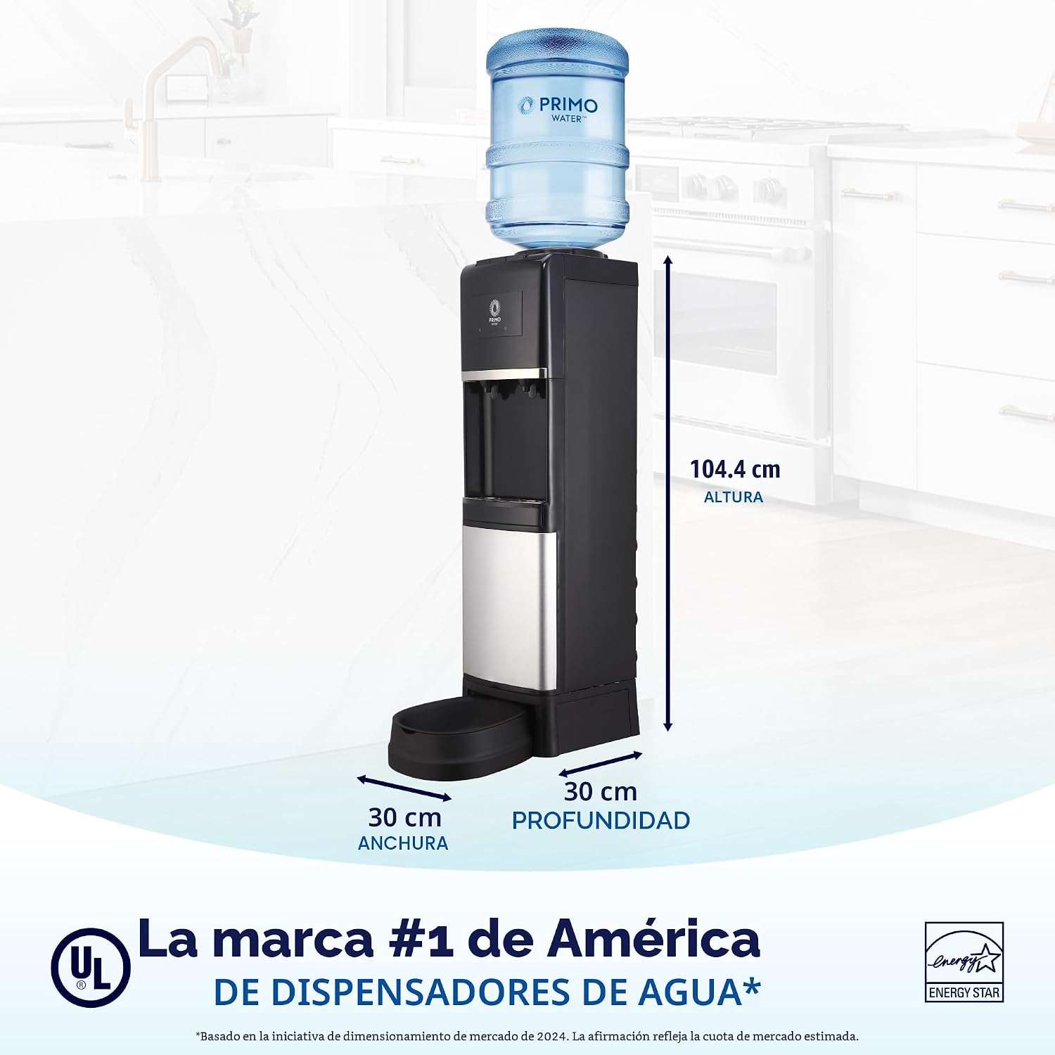 dispensador de agua fria y caliente con estacion para mascotas de acero inoxidable con medidas de 104.39 por 29.97 por 29.97 centimetros