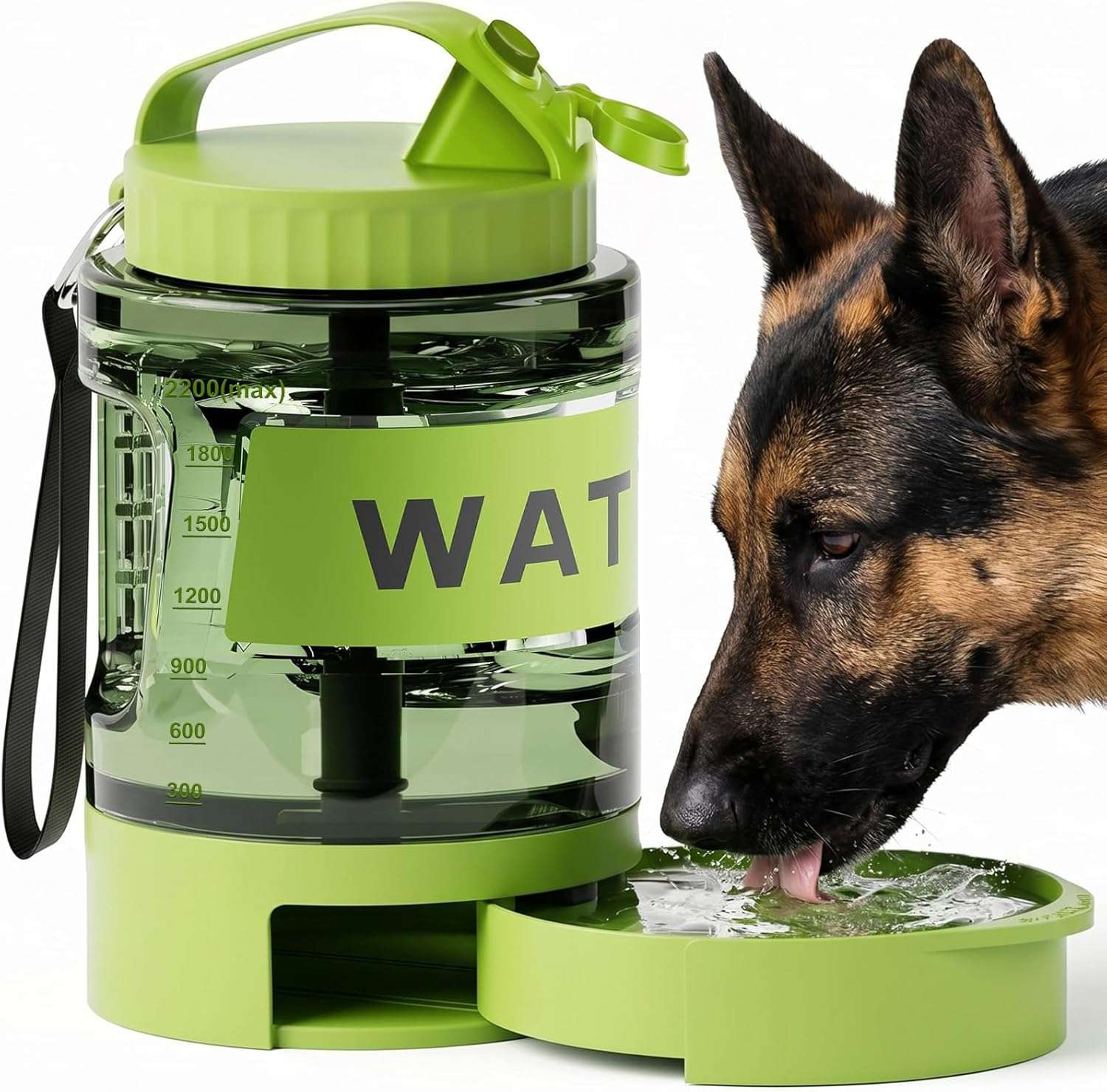 botella de agua portatil para perros grandes de 2.27 litros con cuenco extraible ideal para camping y viajes en auto