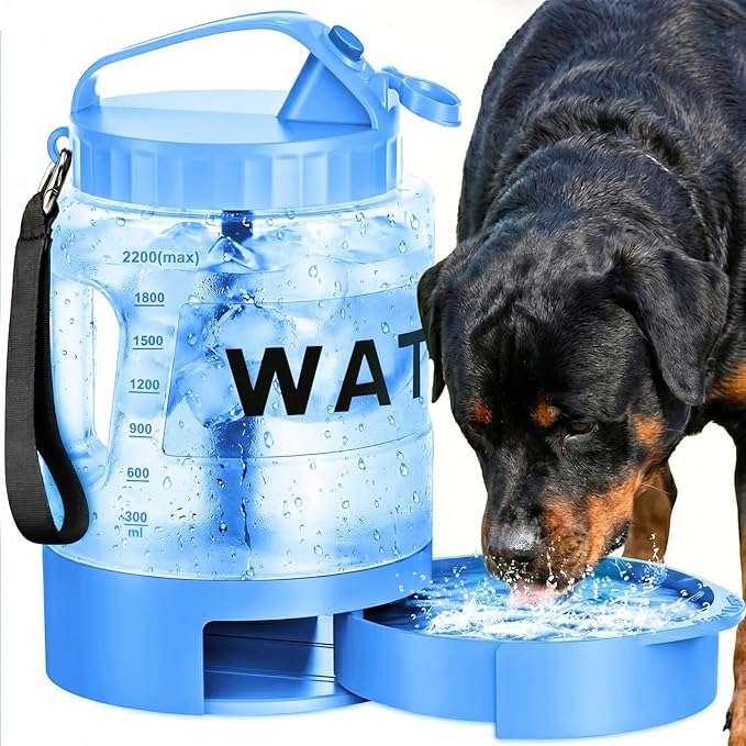botella de agua portatil para perros grandes de 2.27 litros con cuenco extraible ideal para camping y viajes en auto