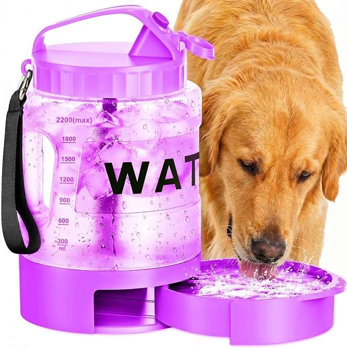 botella de agua portatil para perros grandes de 2.27 litros con cuenco extraible ideal para camping y viajes en auto