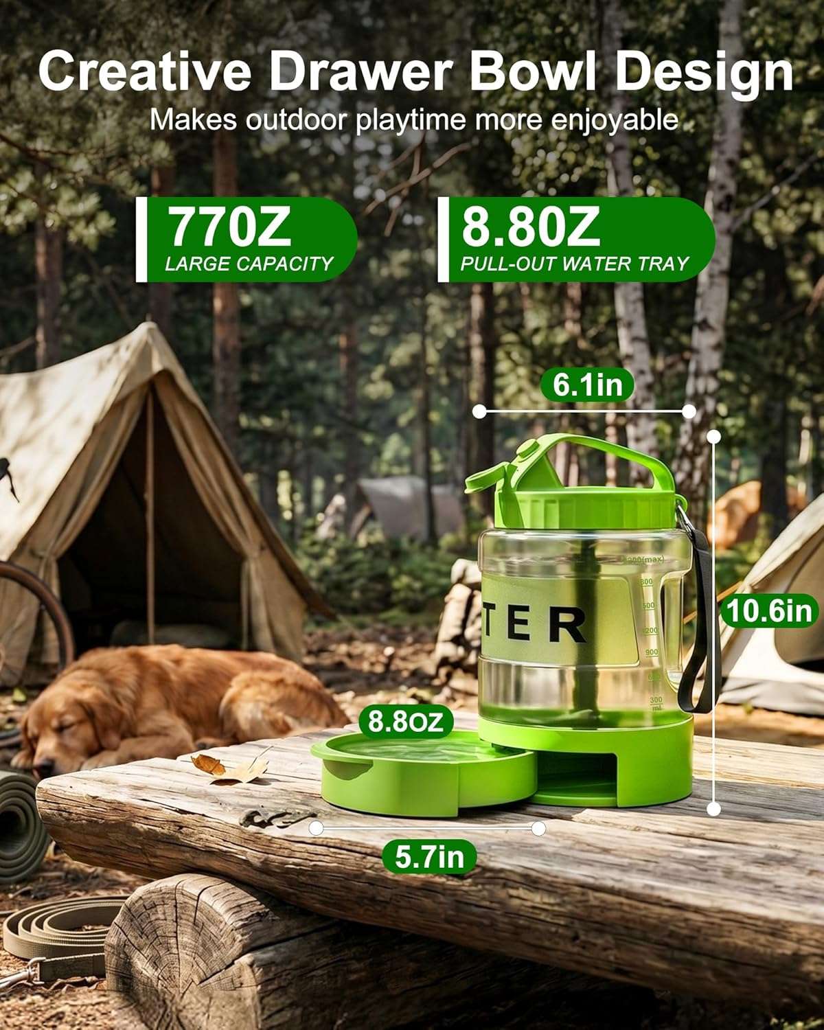 botella de agua portatil para perros grandes de 2.27 litros con cuenco extraible ideal para camping y viajes en auto