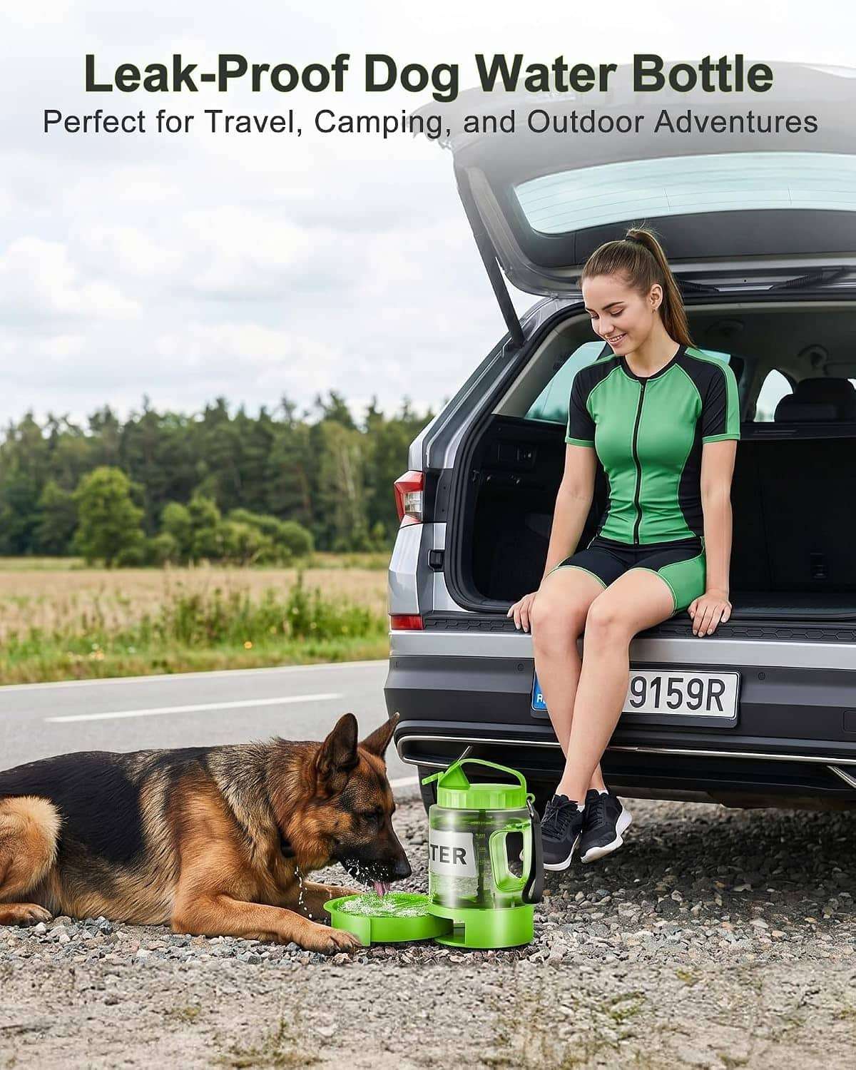botella de agua portatil para perros grandes de 2.27 litros con cuenco extraible ideal para camping y viajes en auto