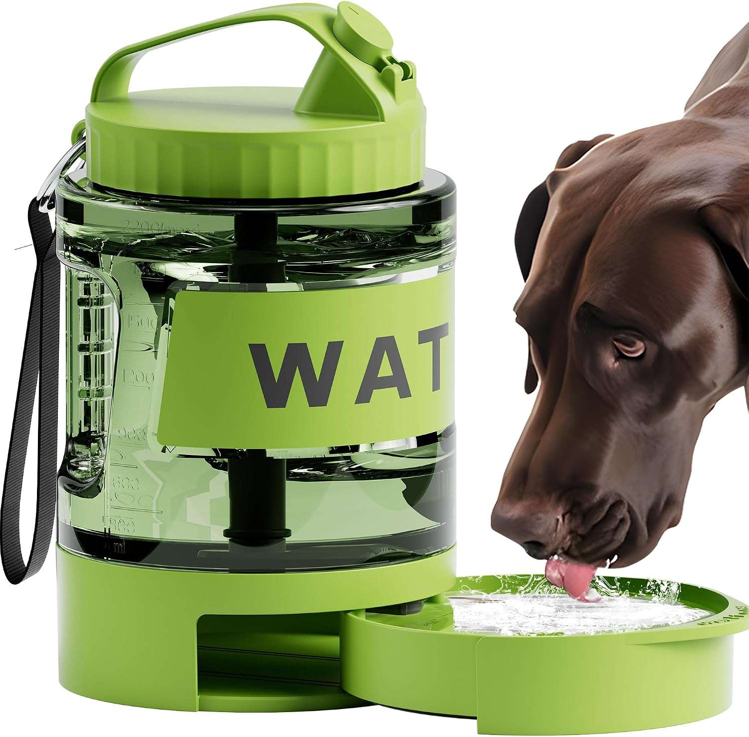 botella de agua portatil para perros grandes de 2.27 litros con cuenco extraible ideal para camping y viajes en auto