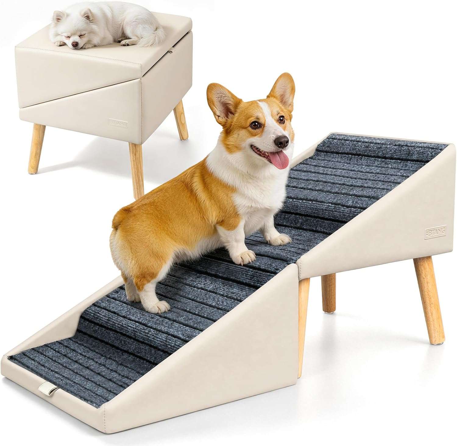 escalera y puff plegable para perros con cuatro escalones antideslizantes y altura de 43.18 centimetros