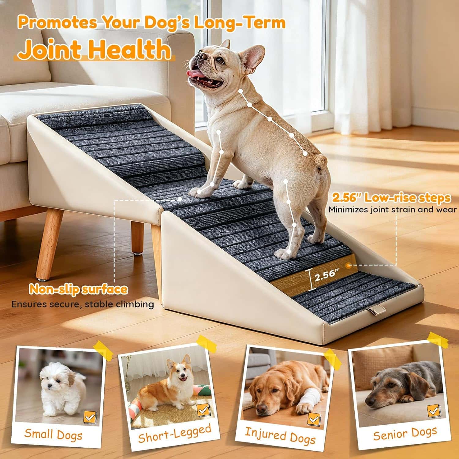 escalera y puff plegable para perros con cuatro escalones antideslizantes y altura de 43.18 centimetros