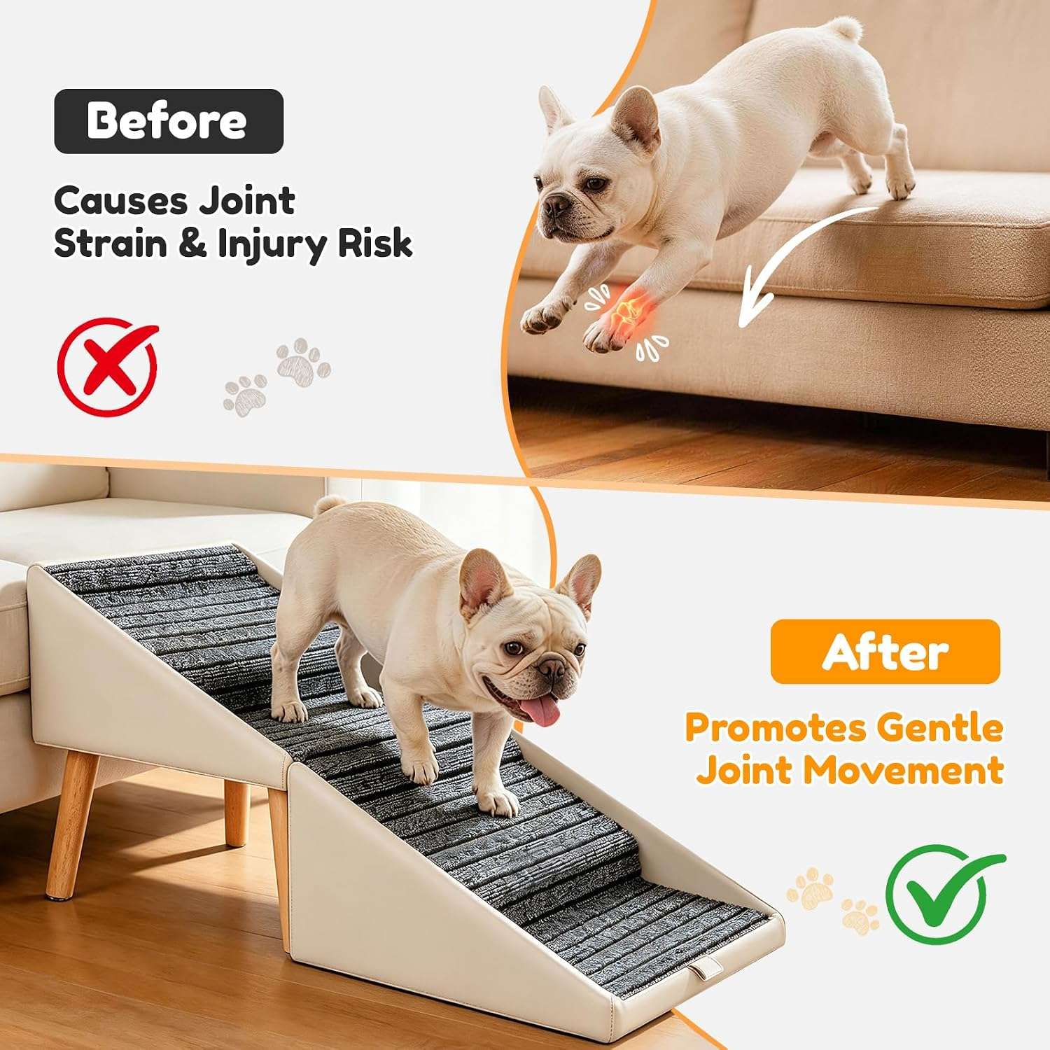 escalera y puff plegable para perros con cuatro escalones antideslizantes y altura de 43.18 centimetros