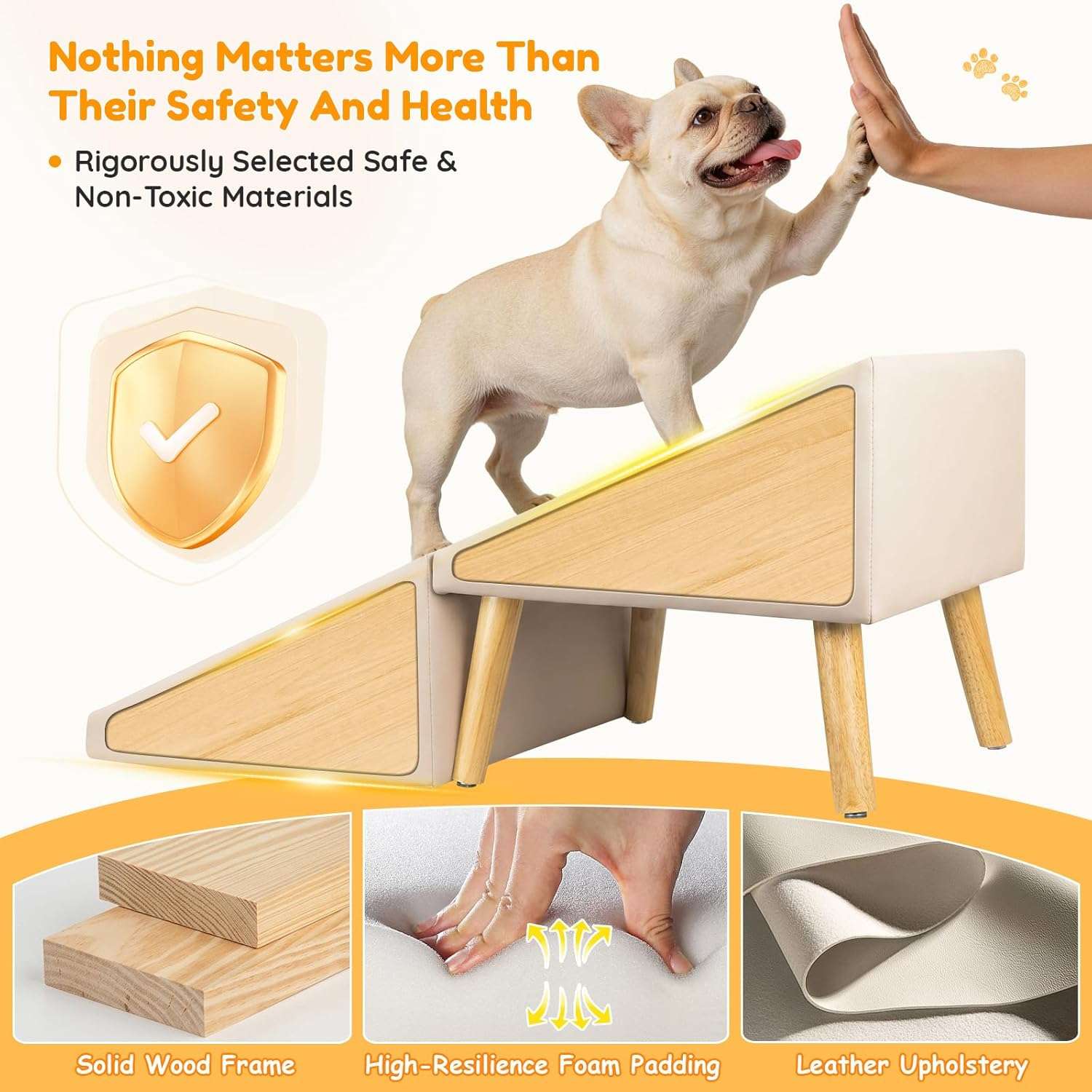 escalera y puff plegable para perros con cuatro escalones antideslizantes y altura de 43.18 centimetros