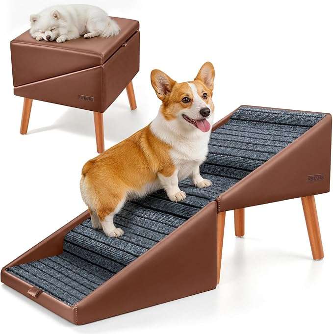 escalera y puff plegable para perros con cuatro escalones antideslizantes y altura de 43.18 centimetros