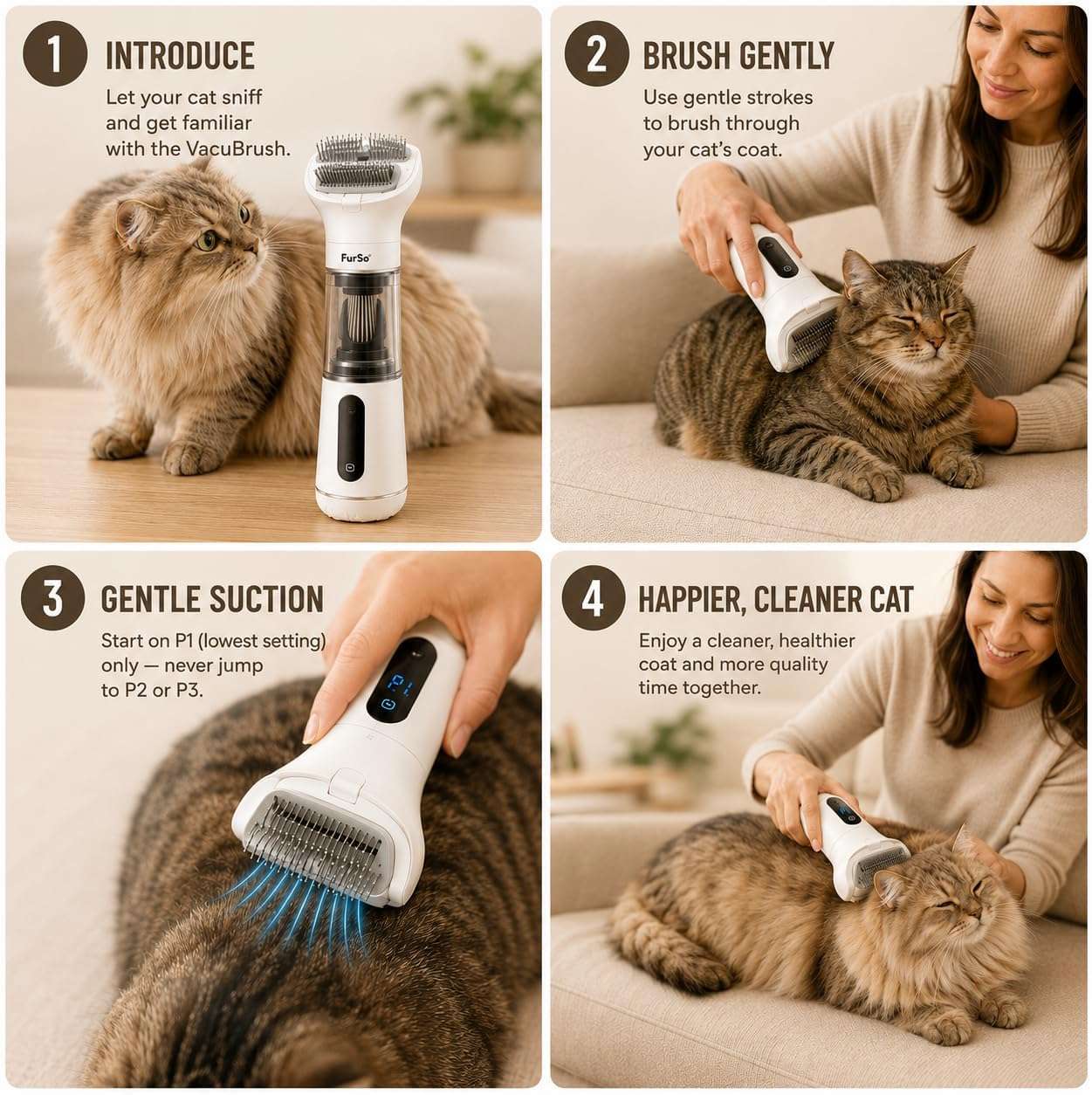 aspiradora inalambrica furso para aseo de gatos y perros con pantalla lcd y accesorios ideal para chile