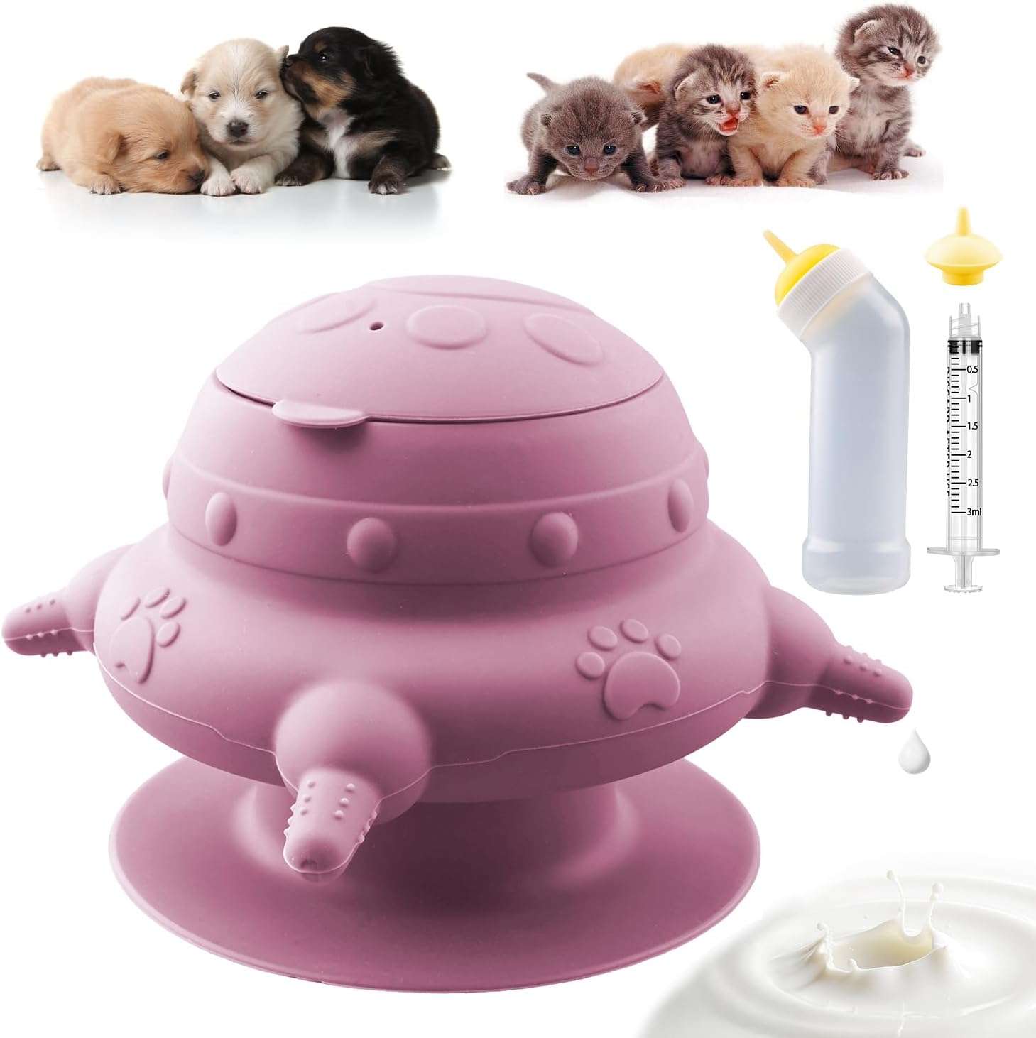 kit de lactancia de silicona para cachorros recien nacidos con comedero y biberon ideal para chile