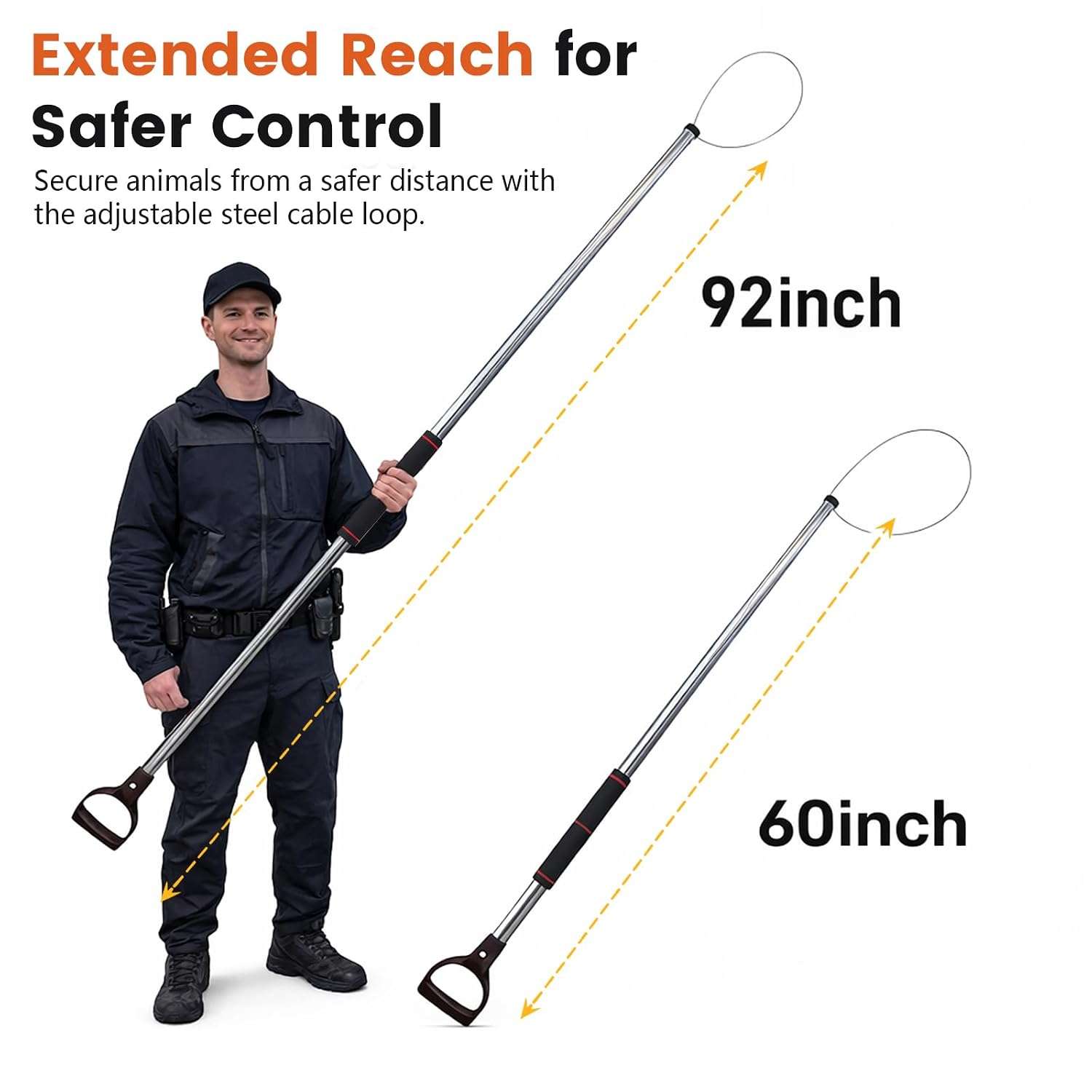 poste de captura de animales ajustable de 152.40 a 233.68 centimetros con guantes y linterna ideal para chile