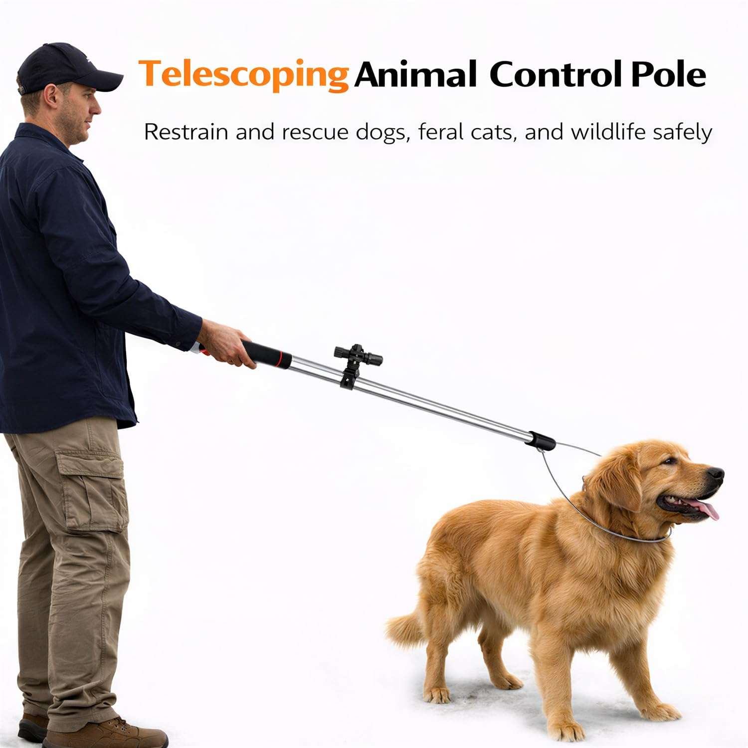 poste de captura de animales ajustable de 152.40 a 233.68 centimetros con guantes y linterna ideal para chile