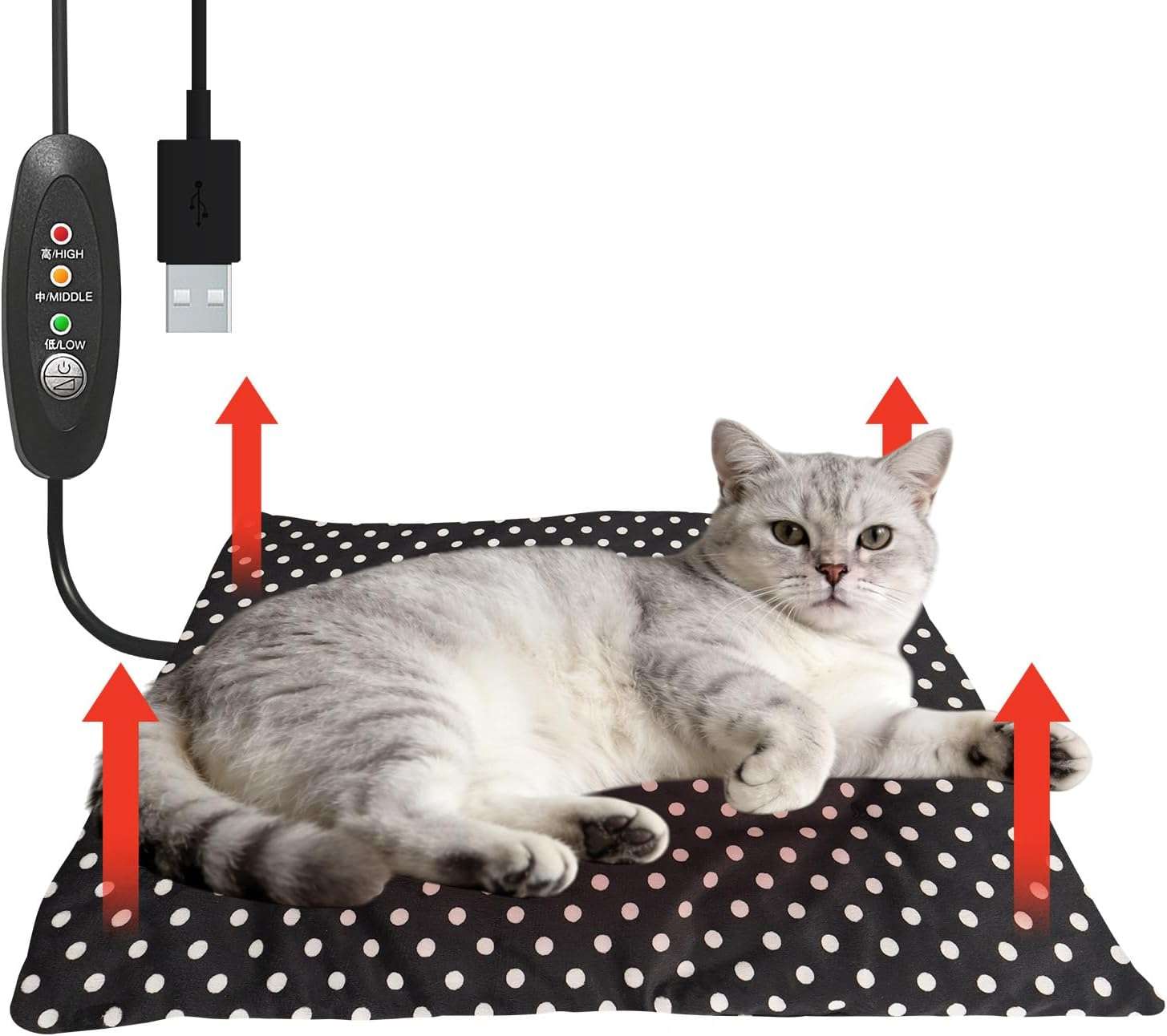 almohadilla termica usb para gatos y perros pequeños lavable con cable de 110 centimetros ideal para chile