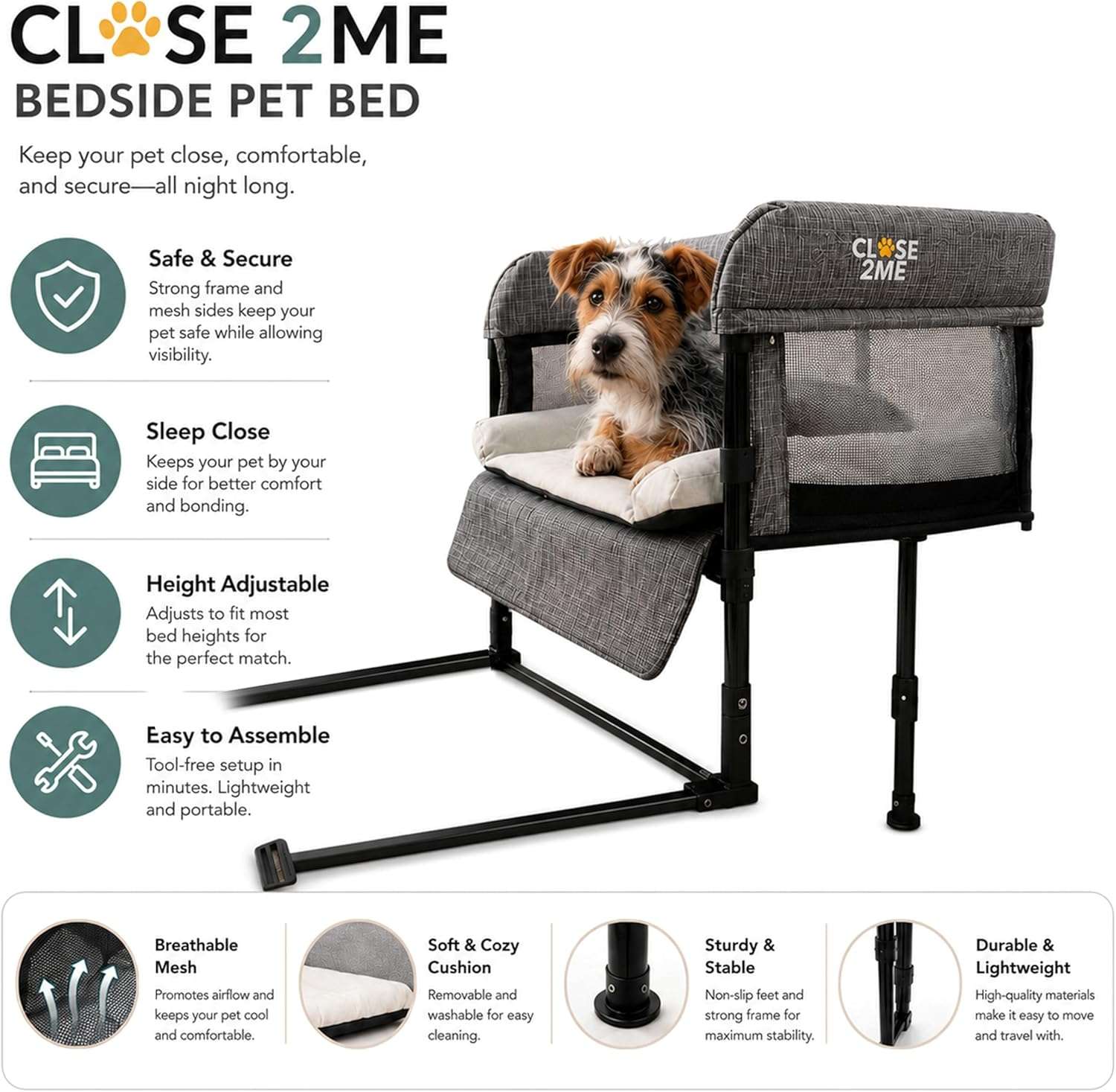cuna elevada para perros y gatos de 56 por 48 por 23 centimetros con barandillas de seguridad ideal para chile