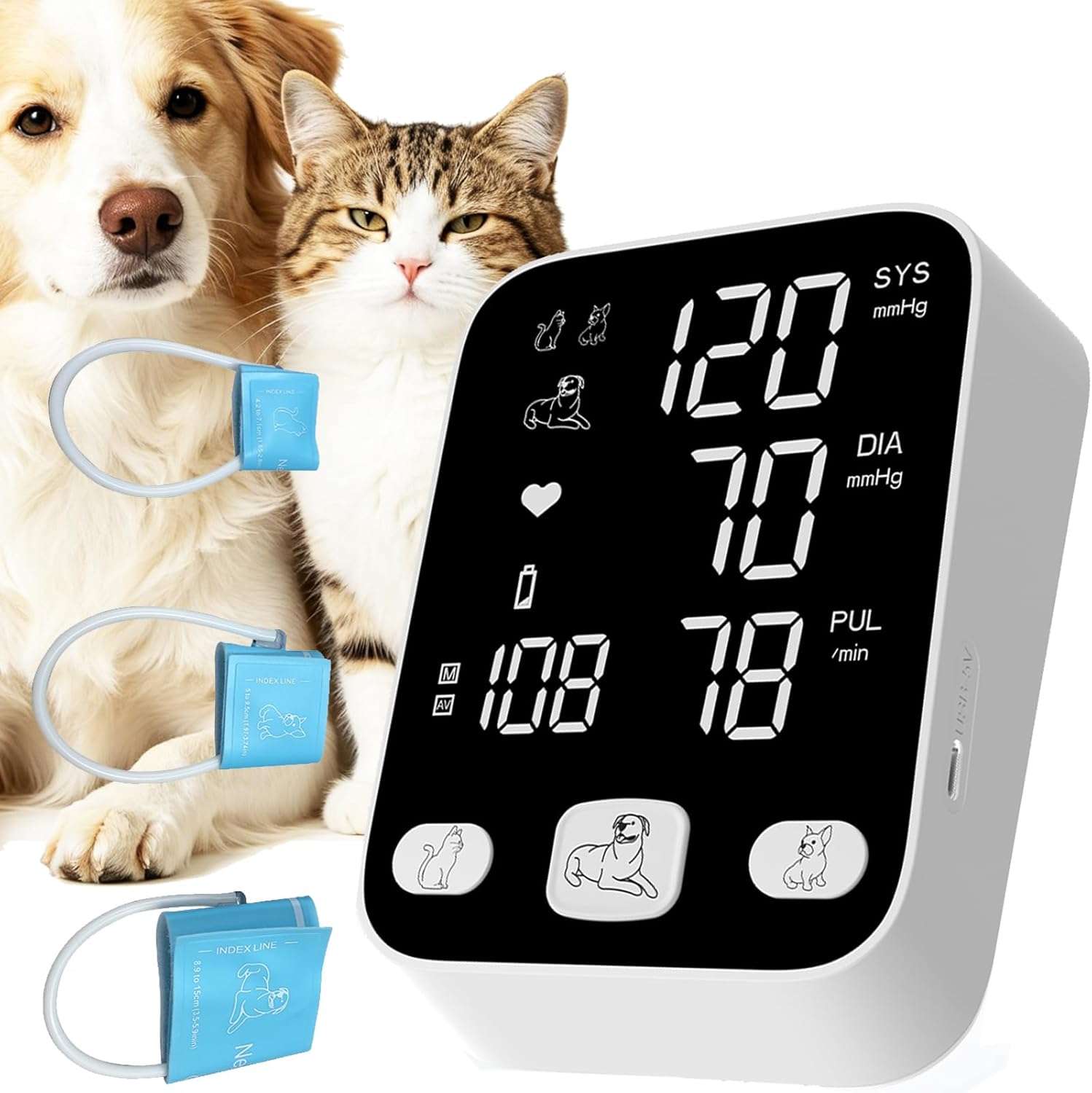 monitor de presion arterial veterinario lbo con pantalla extra grande alerta cardiaca y tres brazaletes ideal para chile
