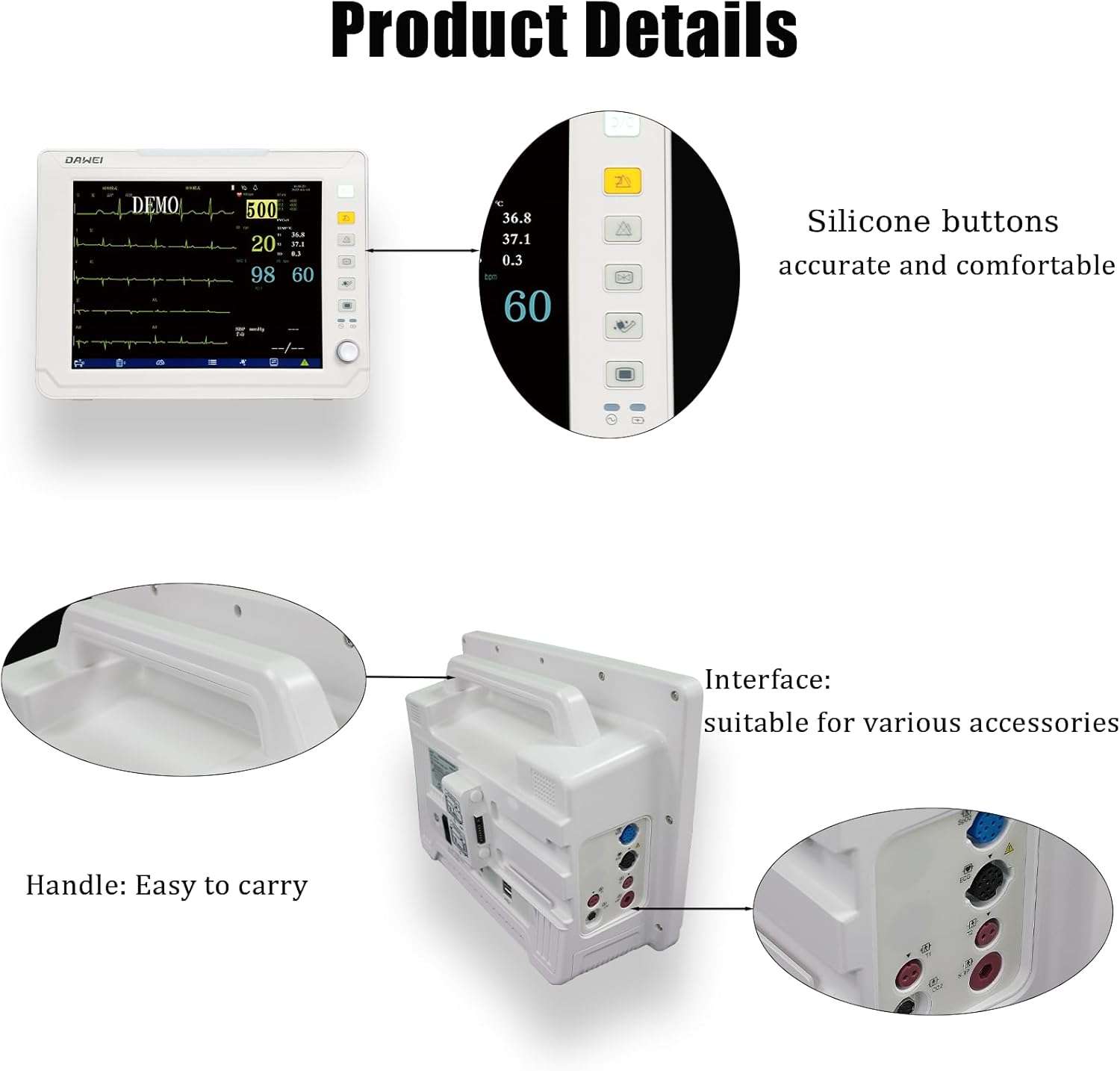monitor de signos vitales veterinario hm10 con pantalla de 30.73 centimetros para perros y gatos ideal para chile
