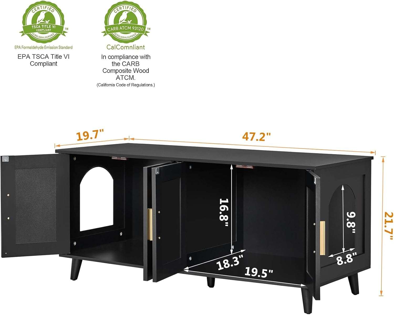mueble arenero oculto doble para gatos Homhedy de ratan y madera con medidas de 119.89 por 50.04 por 55.12 centimetros en chile