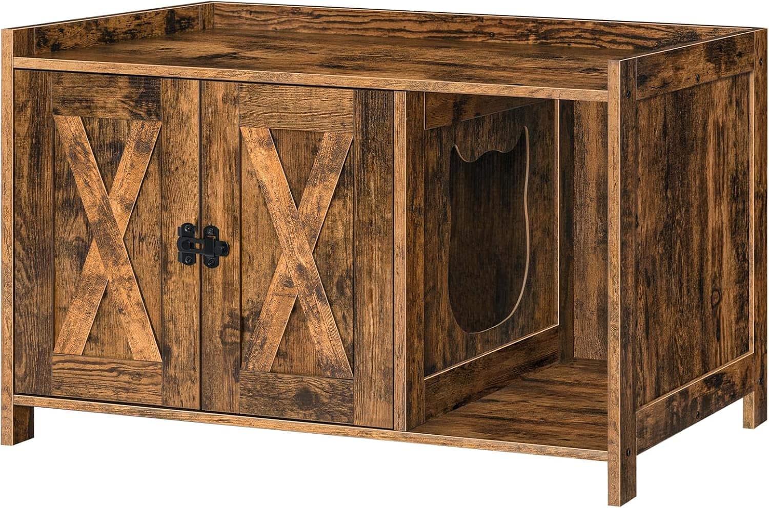 mueble arenero oculto para gatos marca MAHANCRIS de madera con divisor y medidas de 80.01 por 50.04 por 50.04 centimetros en chile
