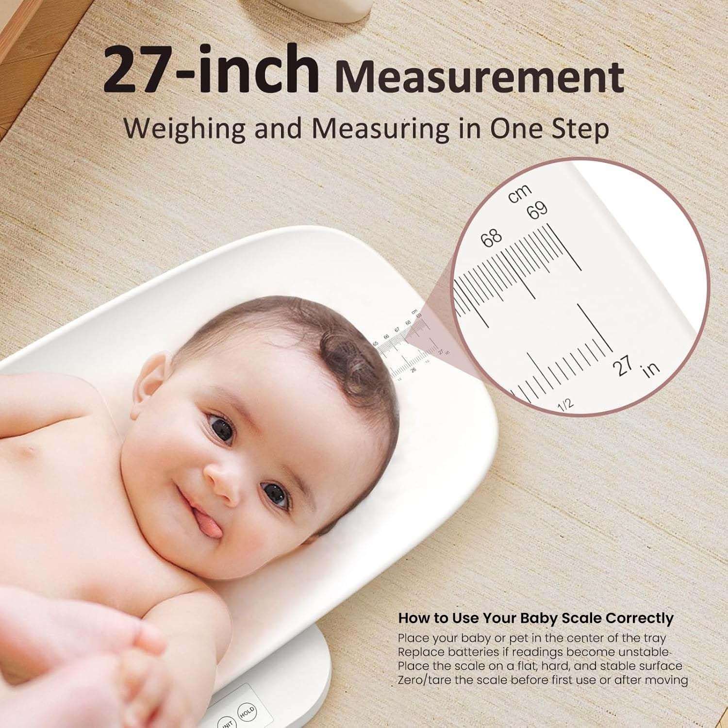 pesa digital multifuncional para bebes y mascotas con capacidad de 150 kilos y 69 centimetros ideal para chile