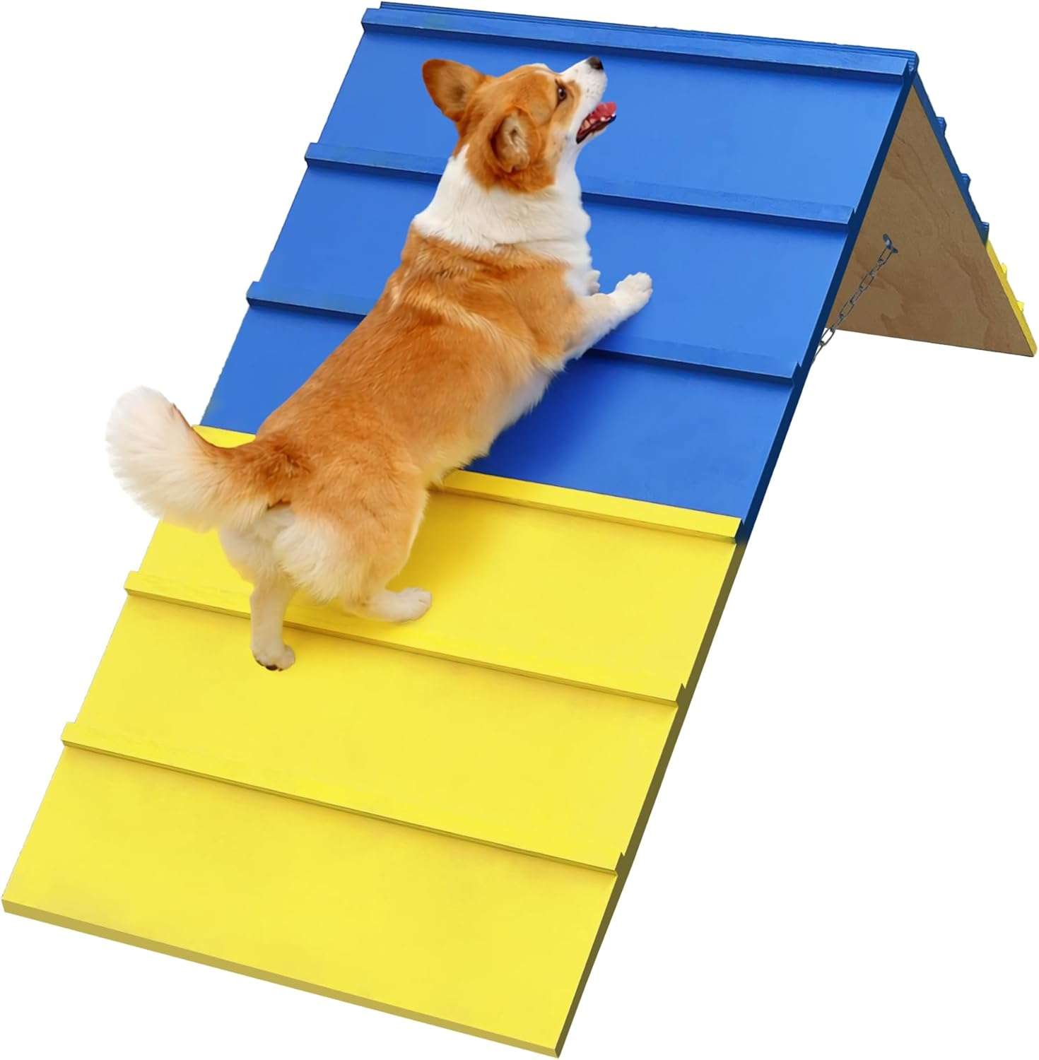 rampa de agilidad de madera para perros con superficie antideslizante y medidas de 213.36 por 60.96 centimetros