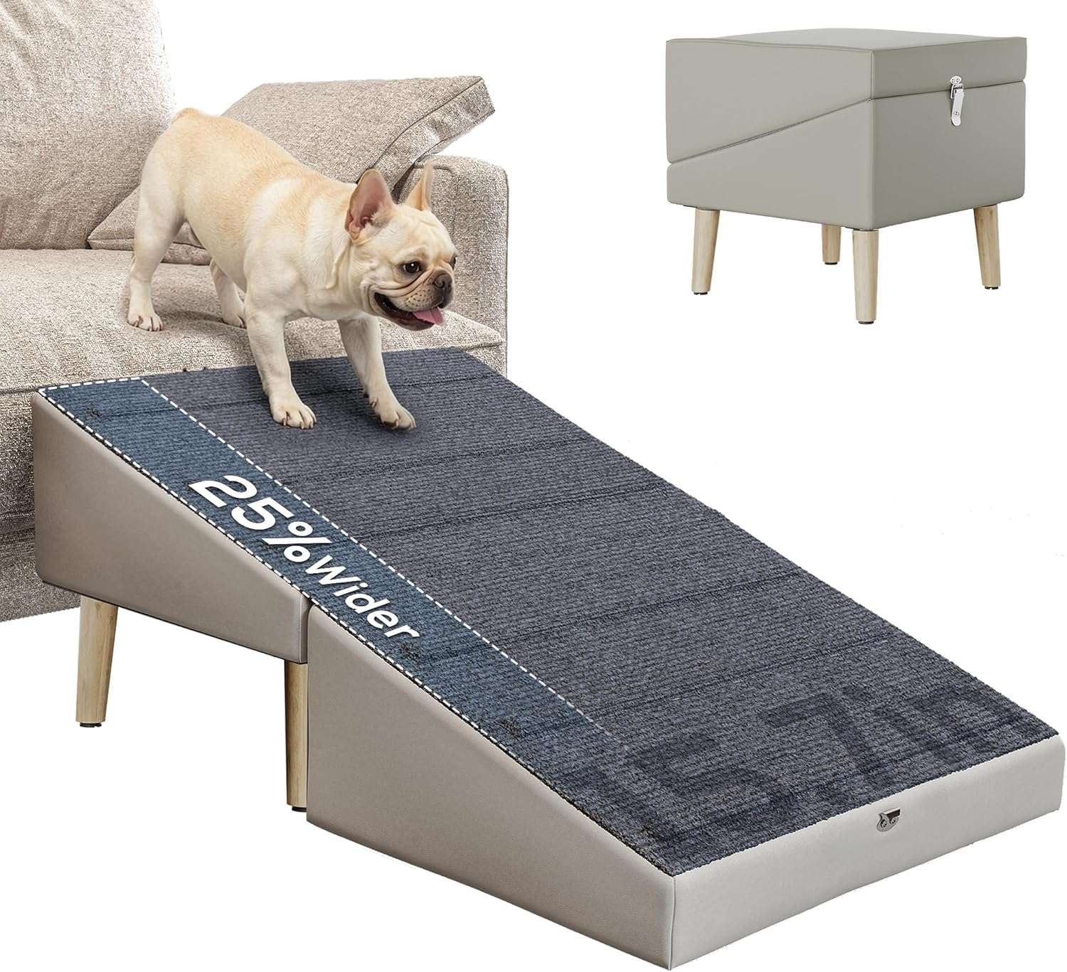 rampa y puff plegable para perros con superficie de tela antideslizante y ancho de 39.88 centimetros