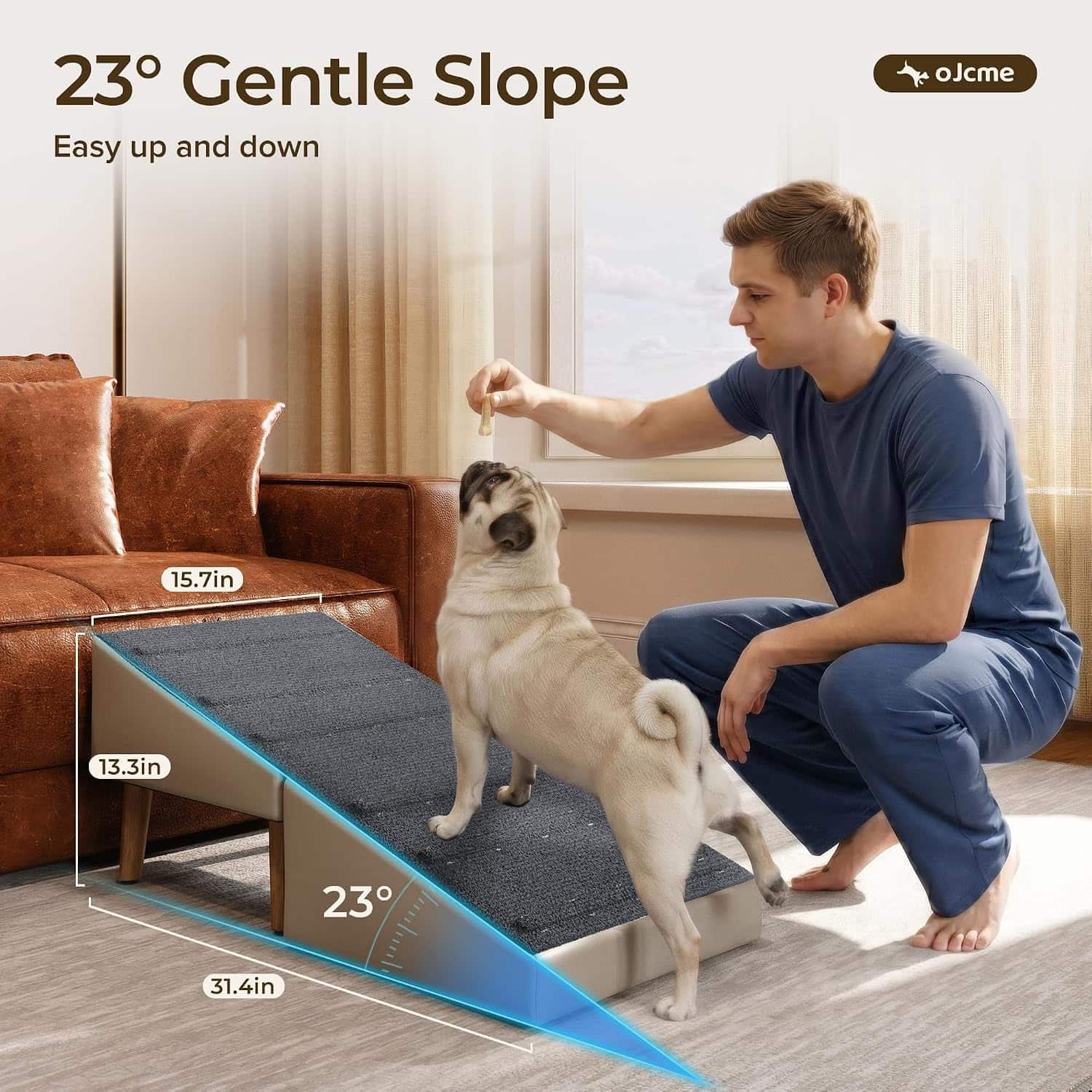 rampa y puff plegable para perros con superficie de tela antideslizante y ancho de 39.88 centimetros