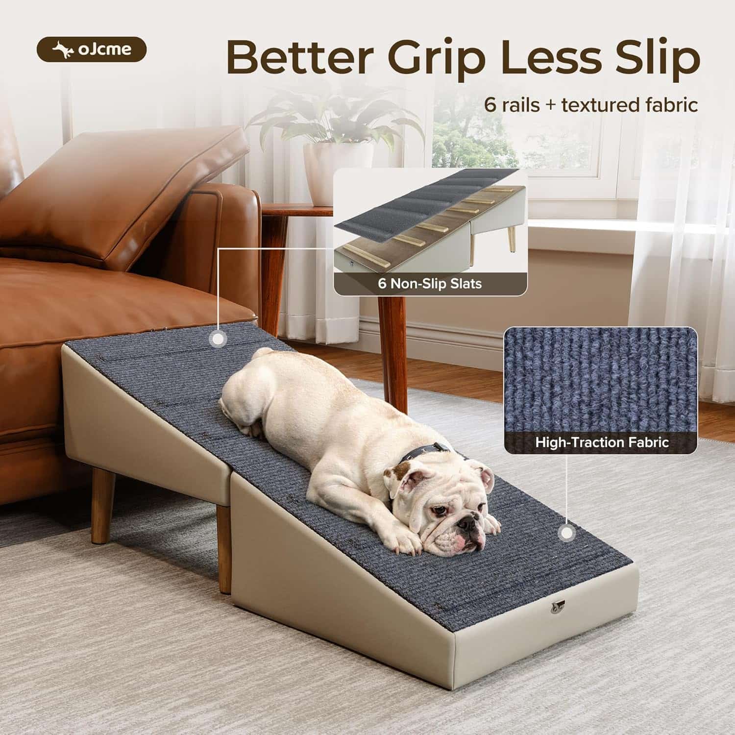 rampa y puff plegable para perros con superficie de tela antideslizante y ancho de 39.88 centimetros