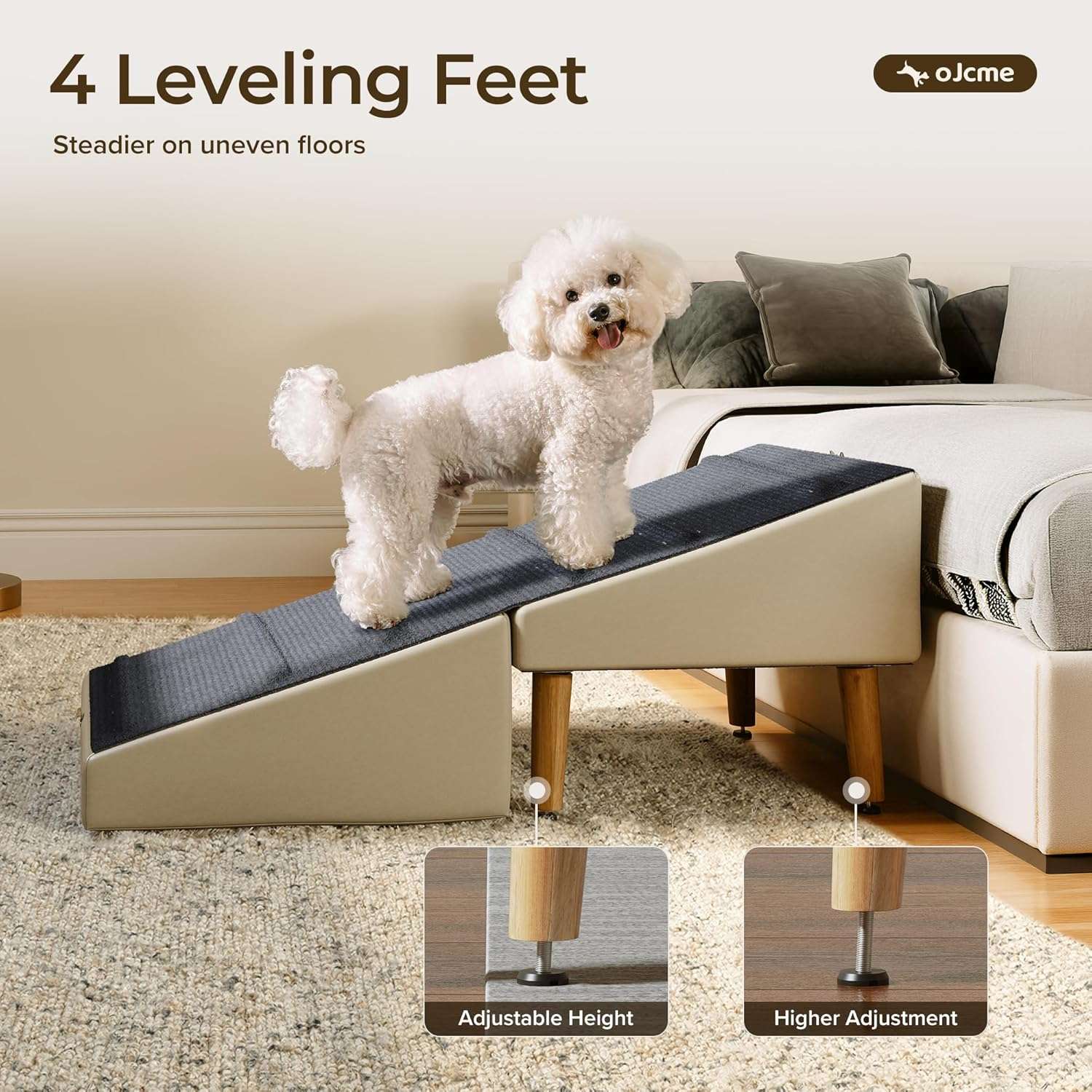 rampa y puff plegable para perros con superficie de tela antideslizante y ancho de 39.88 centimetros