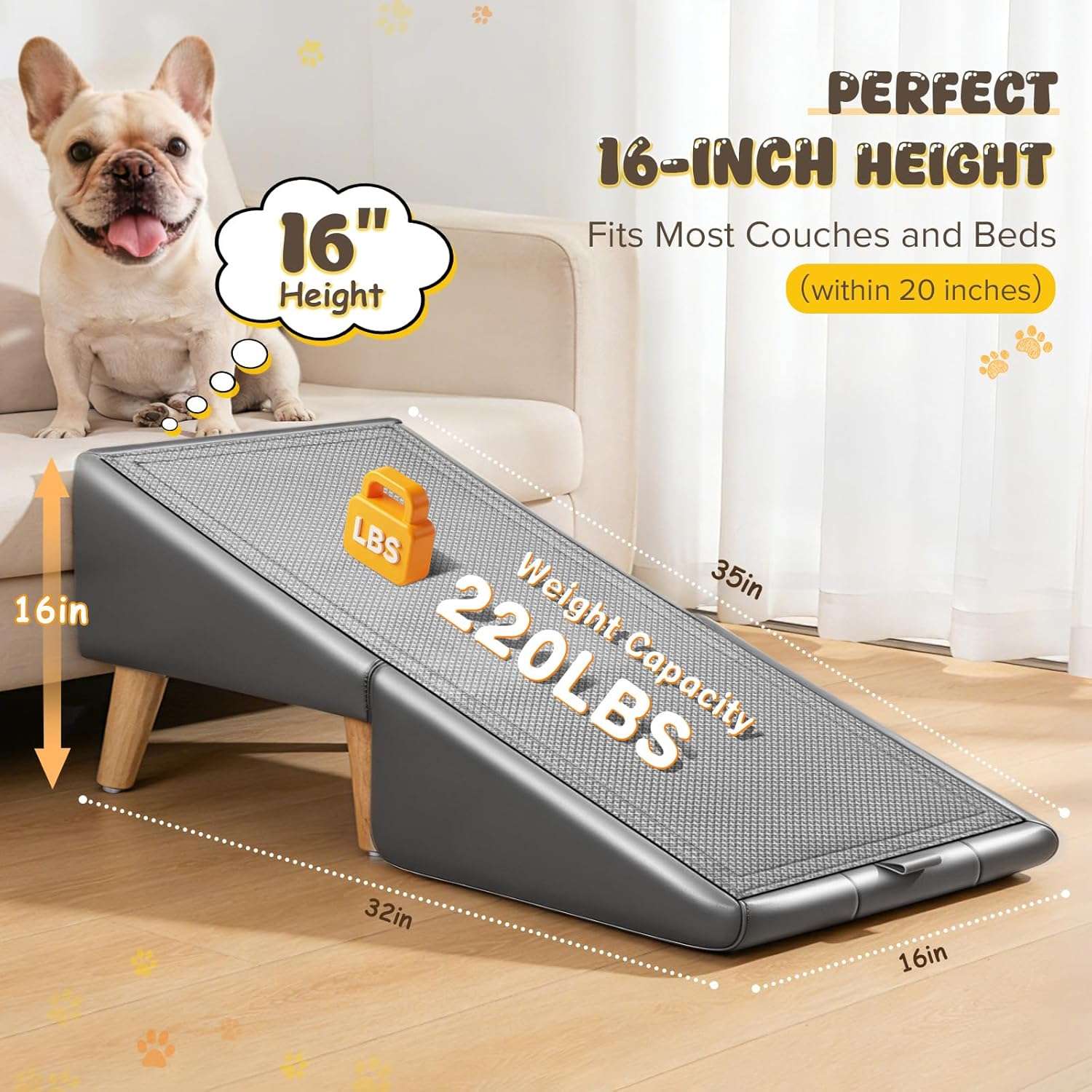 rampa y puff plegable para perros con altura de 40.64 centimetros y superficie antideslizante