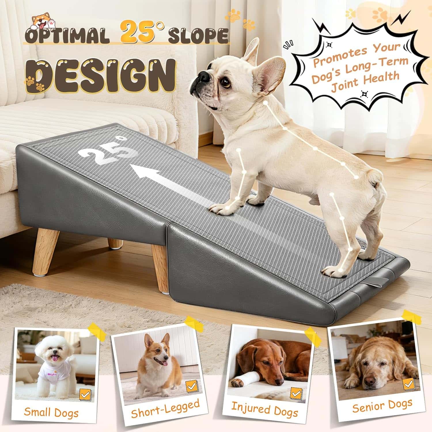rampa y puff plegable para perros con altura de 40.64 centimetros y superficie antideslizante