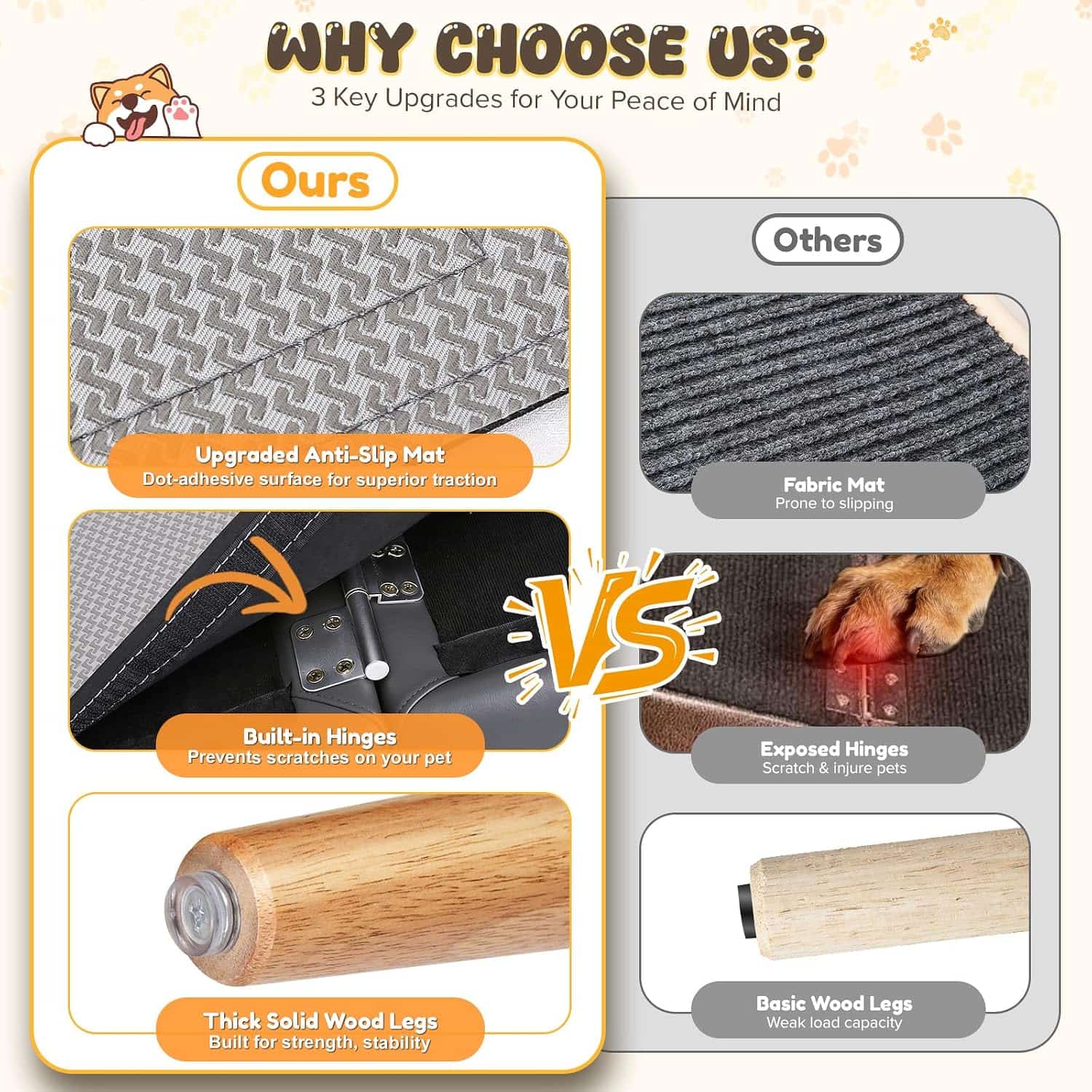 rampa y puff plegable para perros con altura de 40.64 centimetros y superficie antideslizante