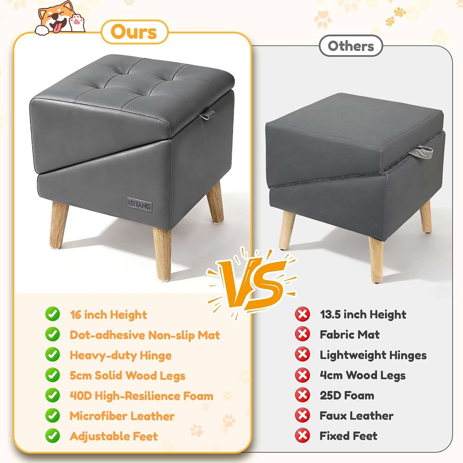 rampa y puff plegable para perros con altura de 40.64 centimetros y superficie antideslizante