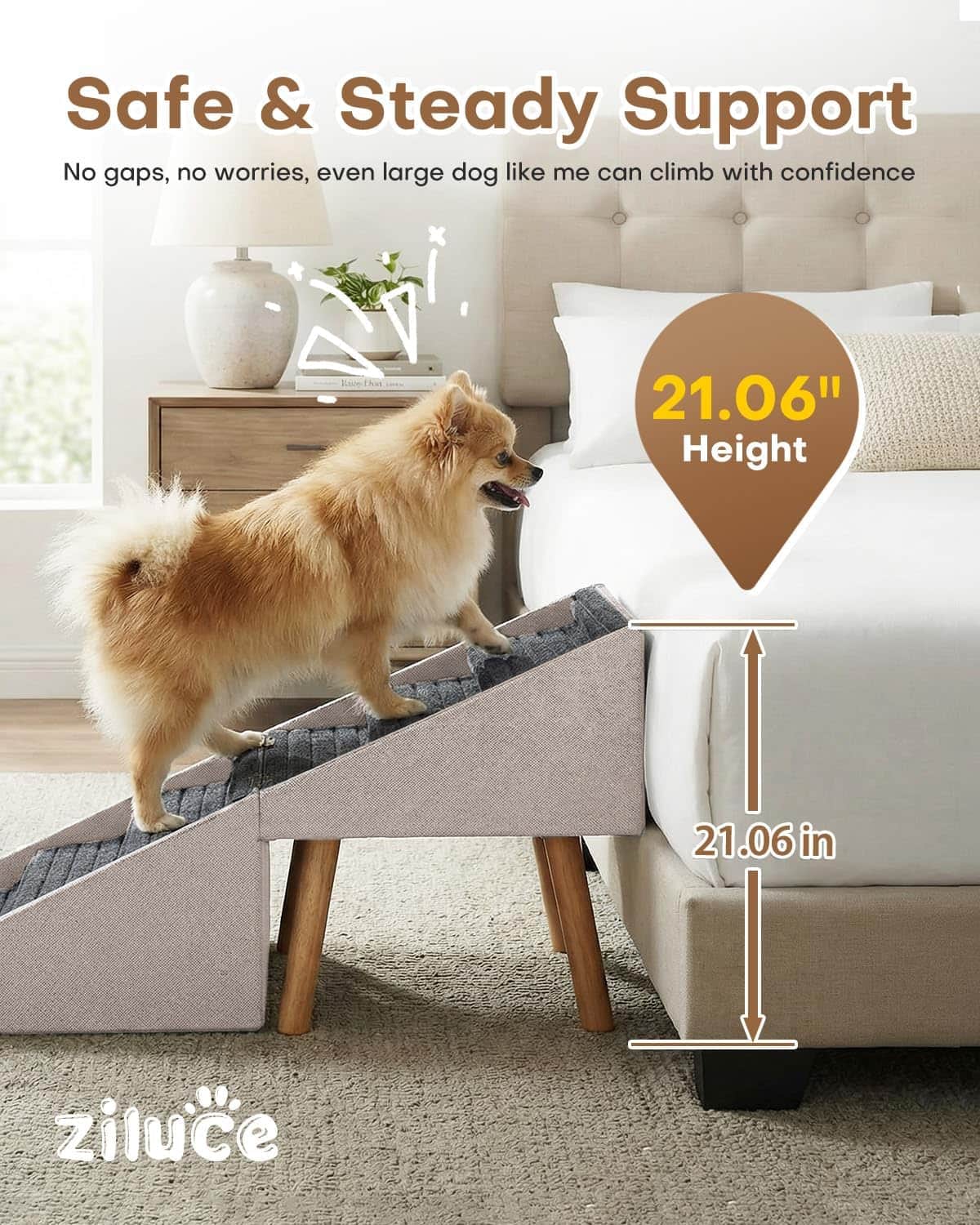 Rampa Escalones Mascotas Madera Puff 53x60 cm hasta 81 kg - Imagen 2