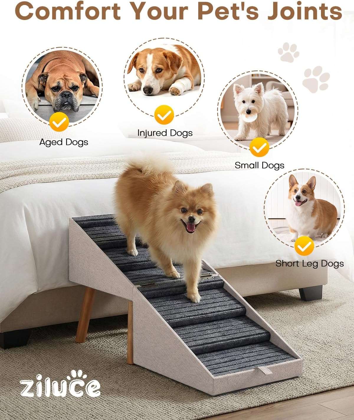 Rampa Escalones Mascotas Madera Puff 53x60 cm hasta 81 kg - Imagen 5