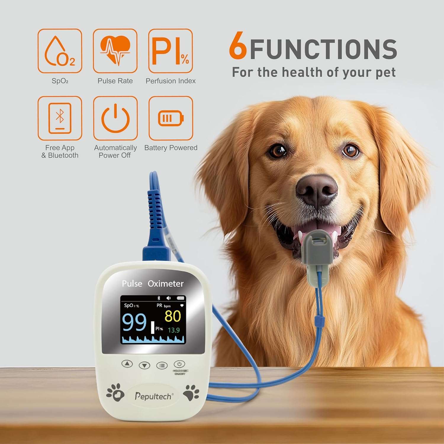 oximetro veterinario portatil con bluetooth y sonda de lengua para medir oxigeno y pulso ideal para chile