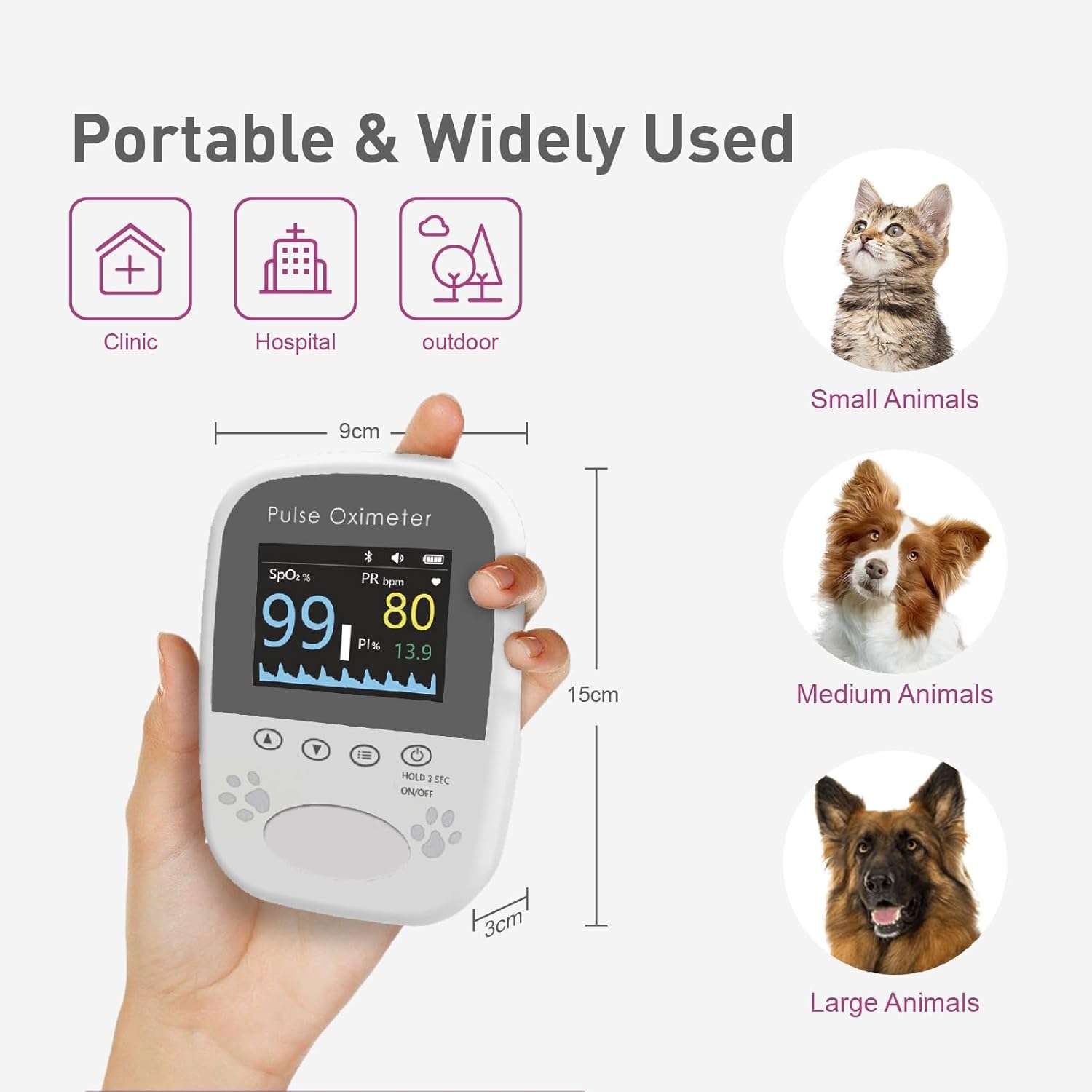 oximetro veterinario portatil con bluetooth y sonda de lengua para medir oxigeno y pulso ideal para chile