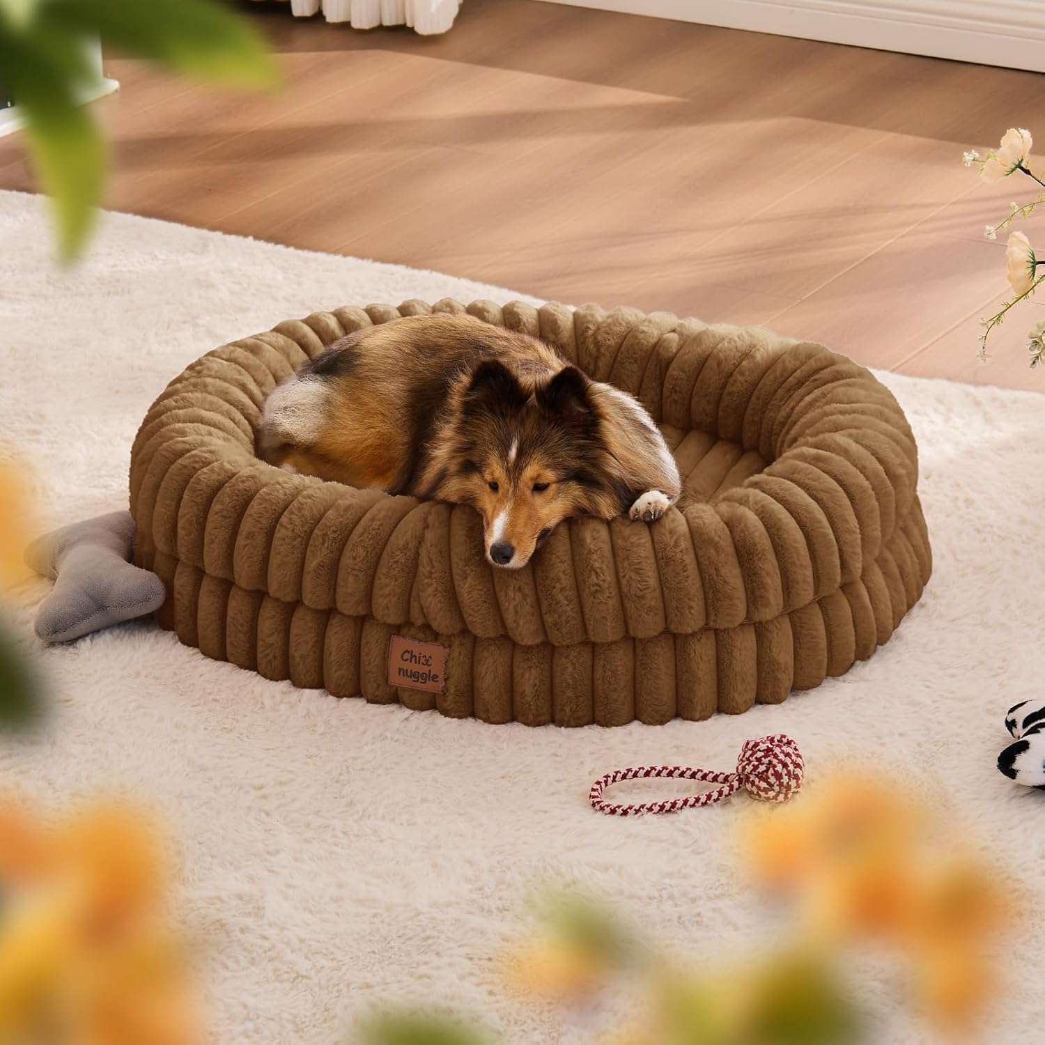 cama ortopedica para perro mediano de piel sintetica con base antideslizante y funda lavable ideal para chile