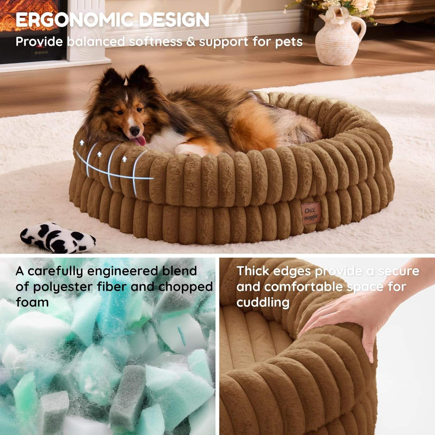 cama ortopedica para perro mediano de piel sintetica con base antideslizante y funda lavable ideal para chile