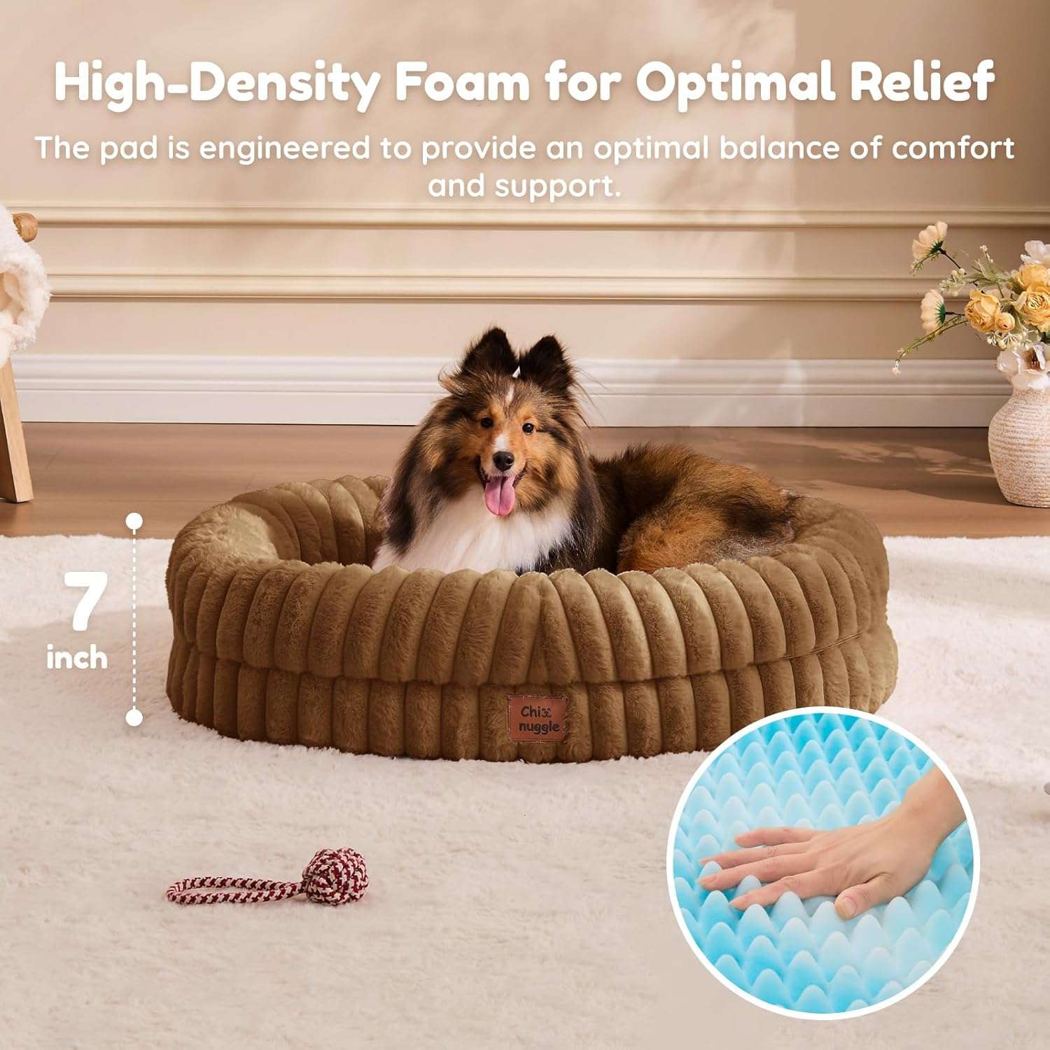 cama ortopedica para perro mediano de piel sintetica con base antideslizante y funda lavable ideal para chile