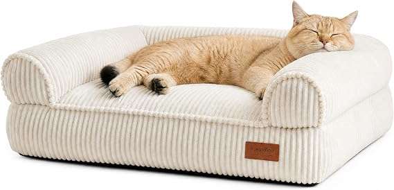 sofa ortopedico impermeable para perros y gatos FUKUMARU de pana con medidas de 71.12 centimetros