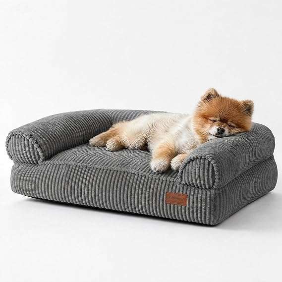 sofa ortopedico impermeable para perros y gatos FUKUMARU de pana con medidas de 71.12 centimetros