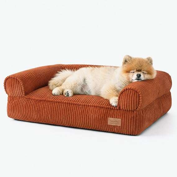 sofa ortopedico impermeable para perros y gatos FUKUMARU de pana con medidas de 71.12 centimetros